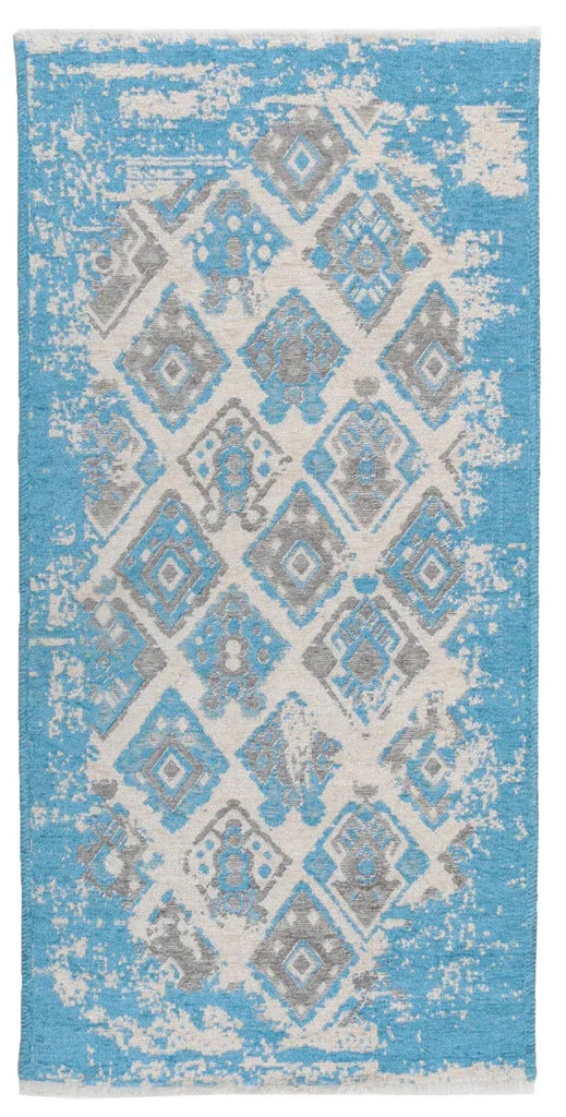 Mavi Gri Çift Taraflı Modern Vintage Yıkanabilir Antibakteriyel Halı