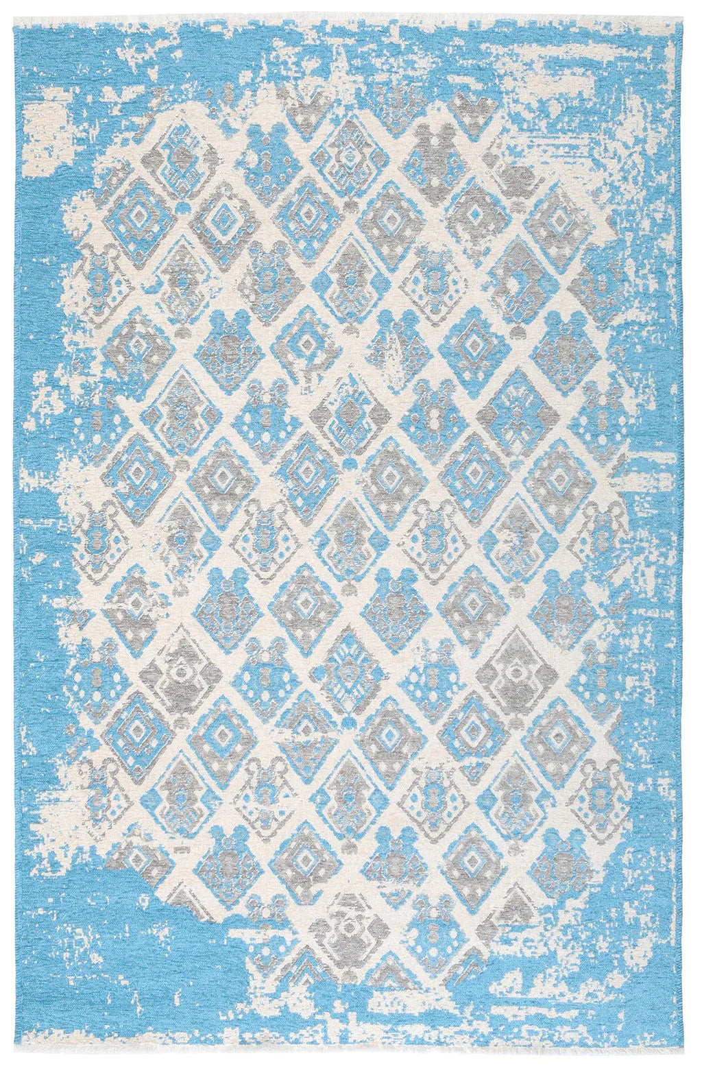 Mavi Gri Çift Taraflı Modern Vintage Yıkanabilir Antibakteriyel Halı