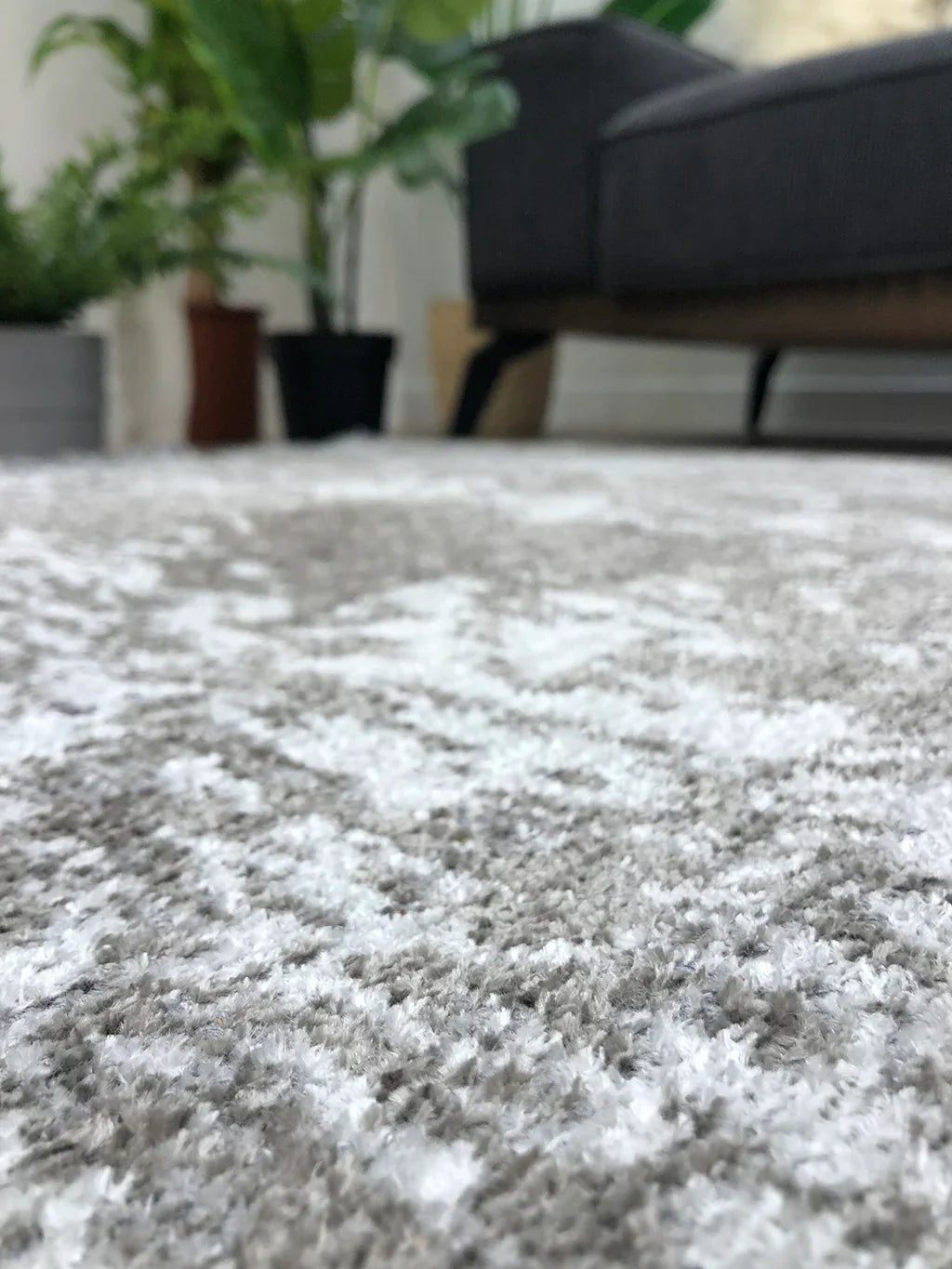 Gri Siyah Çift Taraflı Modern Yıkanabilir Antibakteriyel Halı