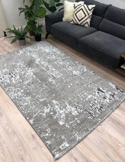 Gri Siyah Çift Taraflı Modern Yıkanabilir Antibakteriyel Halı