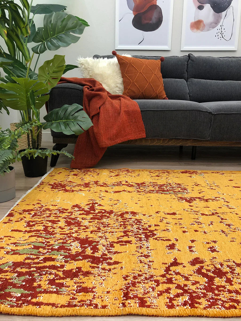 Kırmızı Yeşil Çift Taraflı Modern Yıkanabilir Antibakteriyel Halı