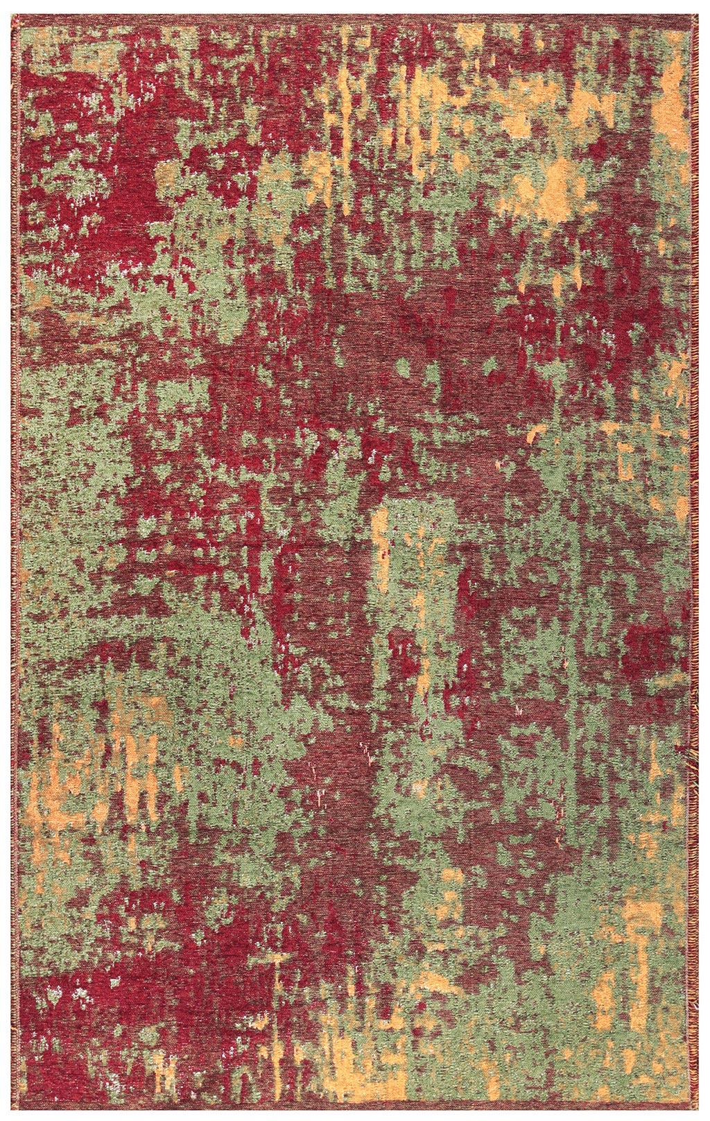 Kırmızı Yeşil Çift Taraflı Modern Yıkanabilir Antibakteriyel Halı