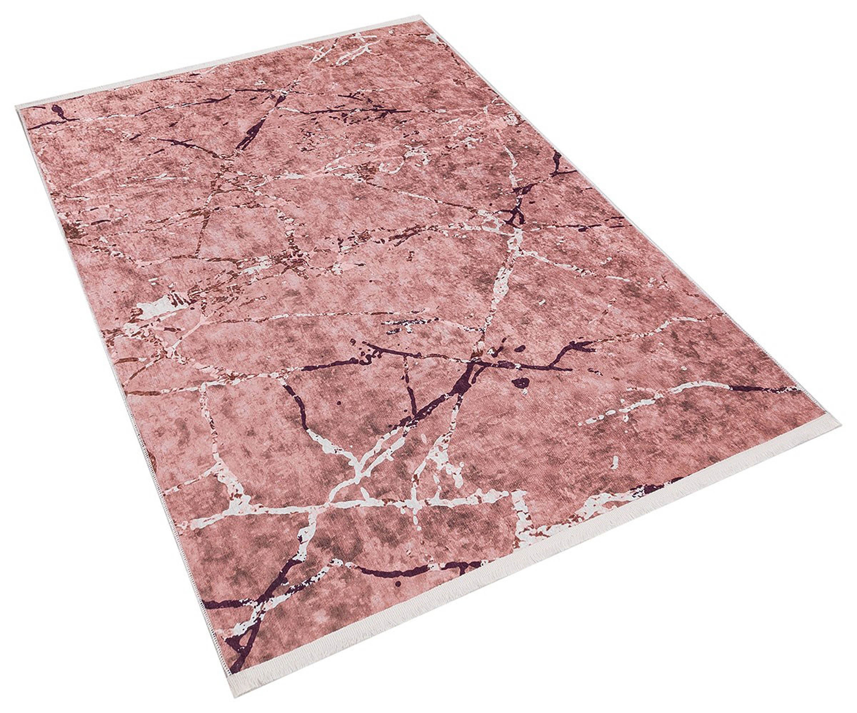 Pale Pink Cream Beige Geometric Patterned Kilim Rug
