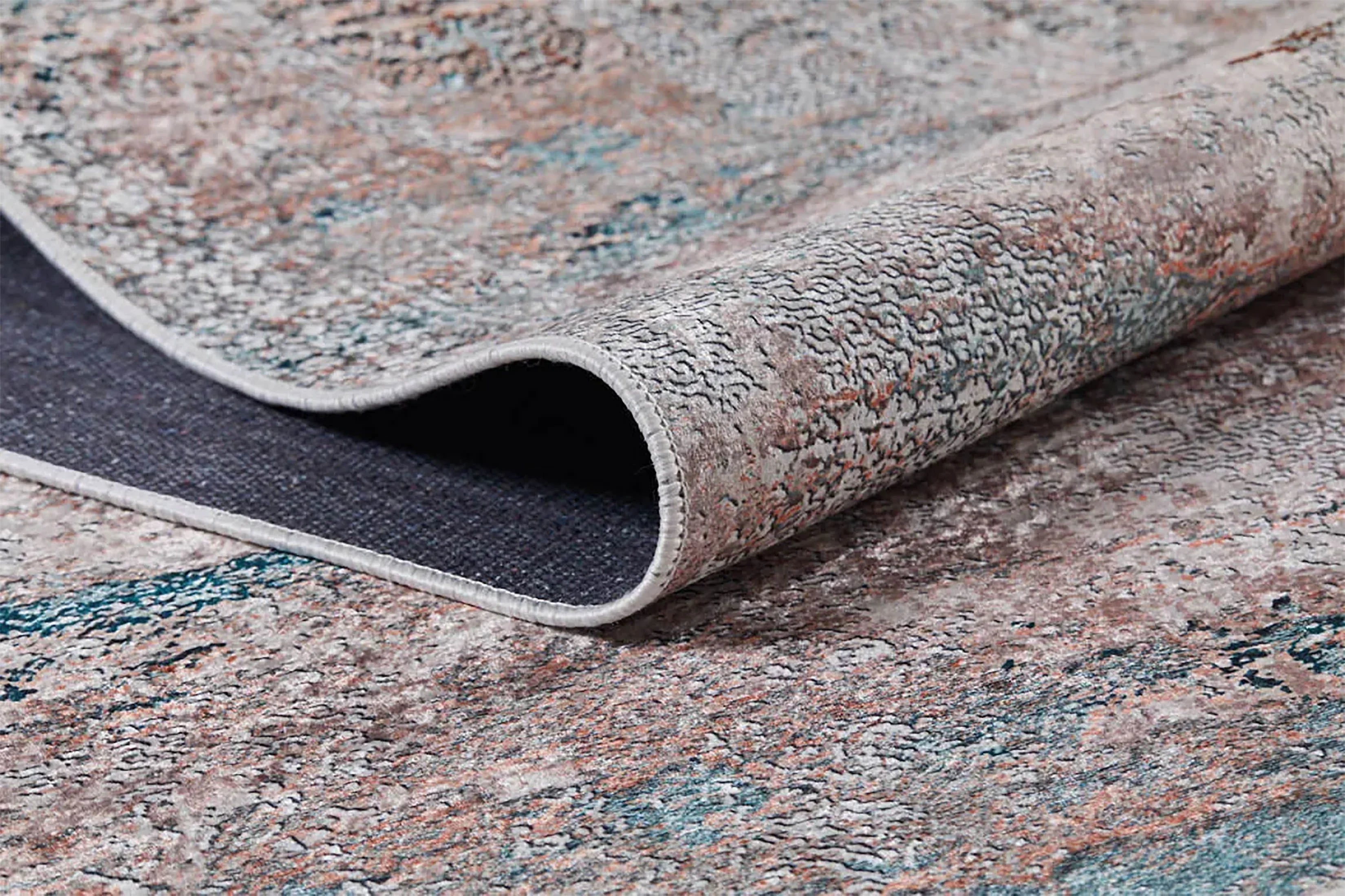 Pastel Pembe, Mavi ve Krem Modern Soyut Halı