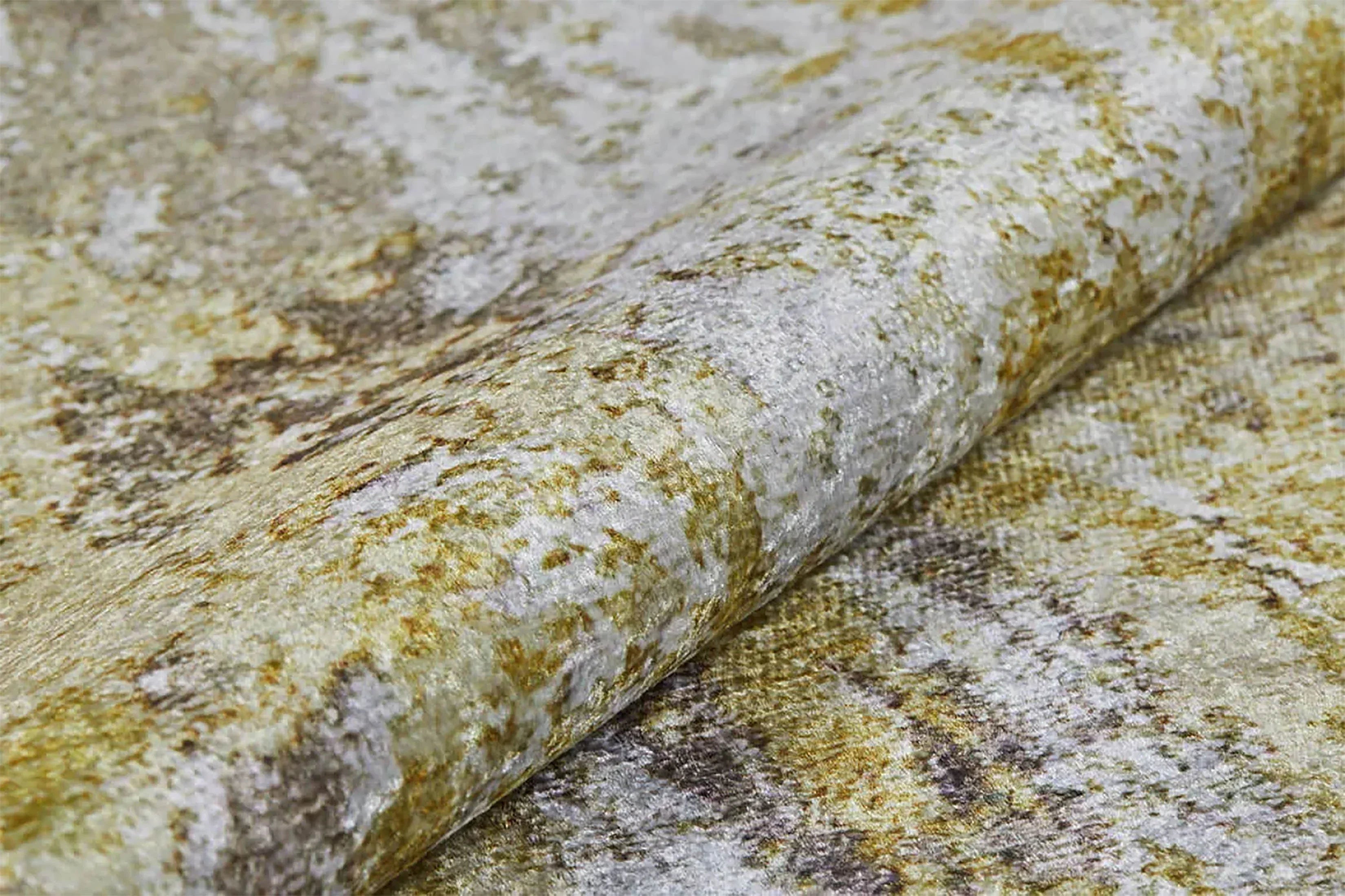 Sarı, Altın ve Gri Modern Lüks Soyut Sanat Halısı