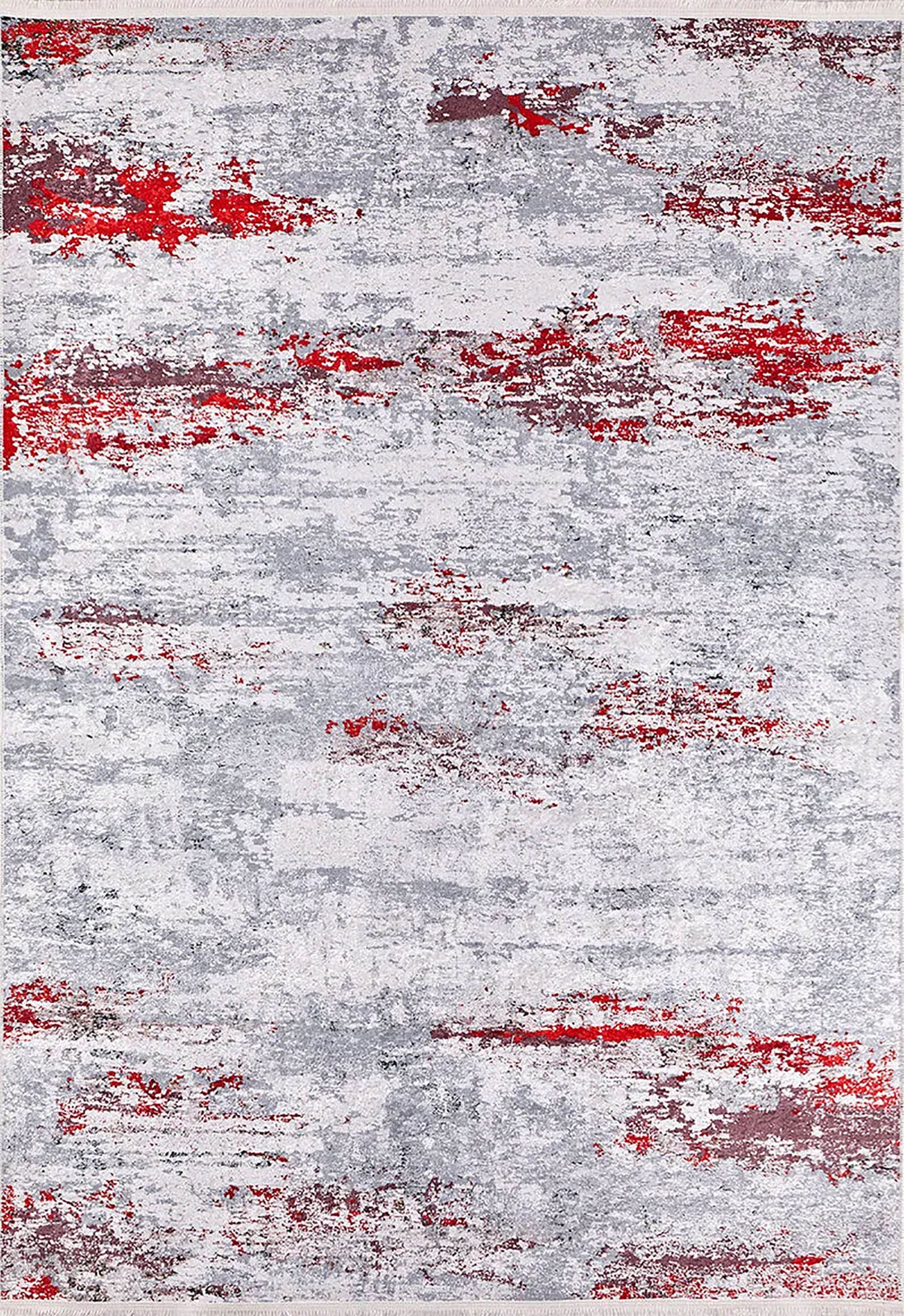 Gri Kırmızı Modern Halı - Pera Halı