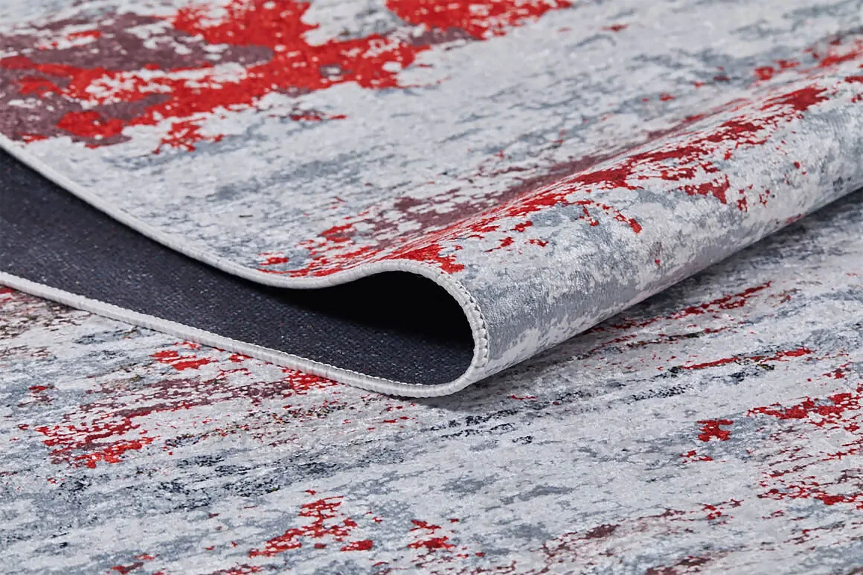 Gri Kırmızı Modern Halı