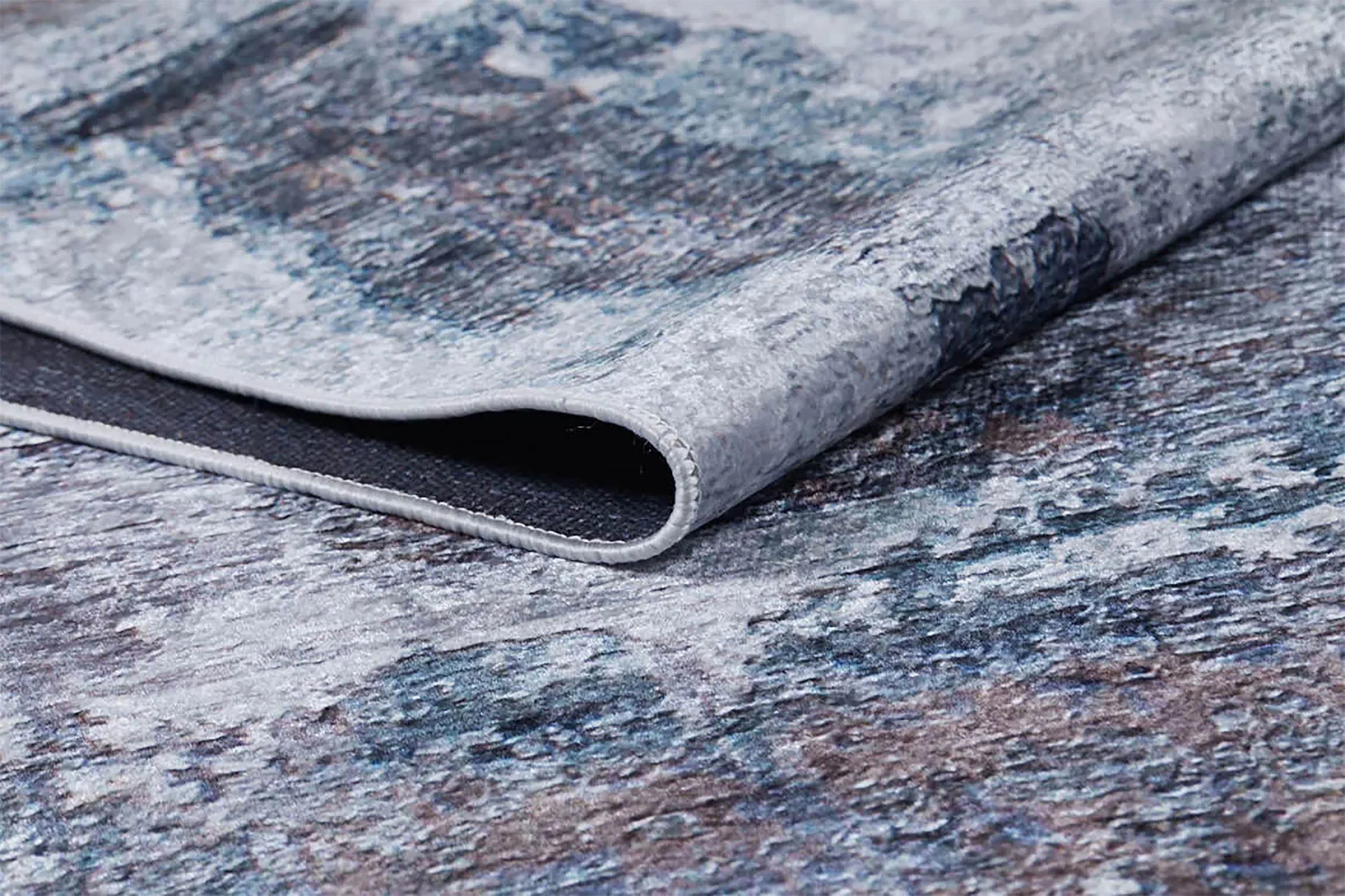 Lacivert, Beyaz ve Kahve Modern Soyut Sanat Halısı