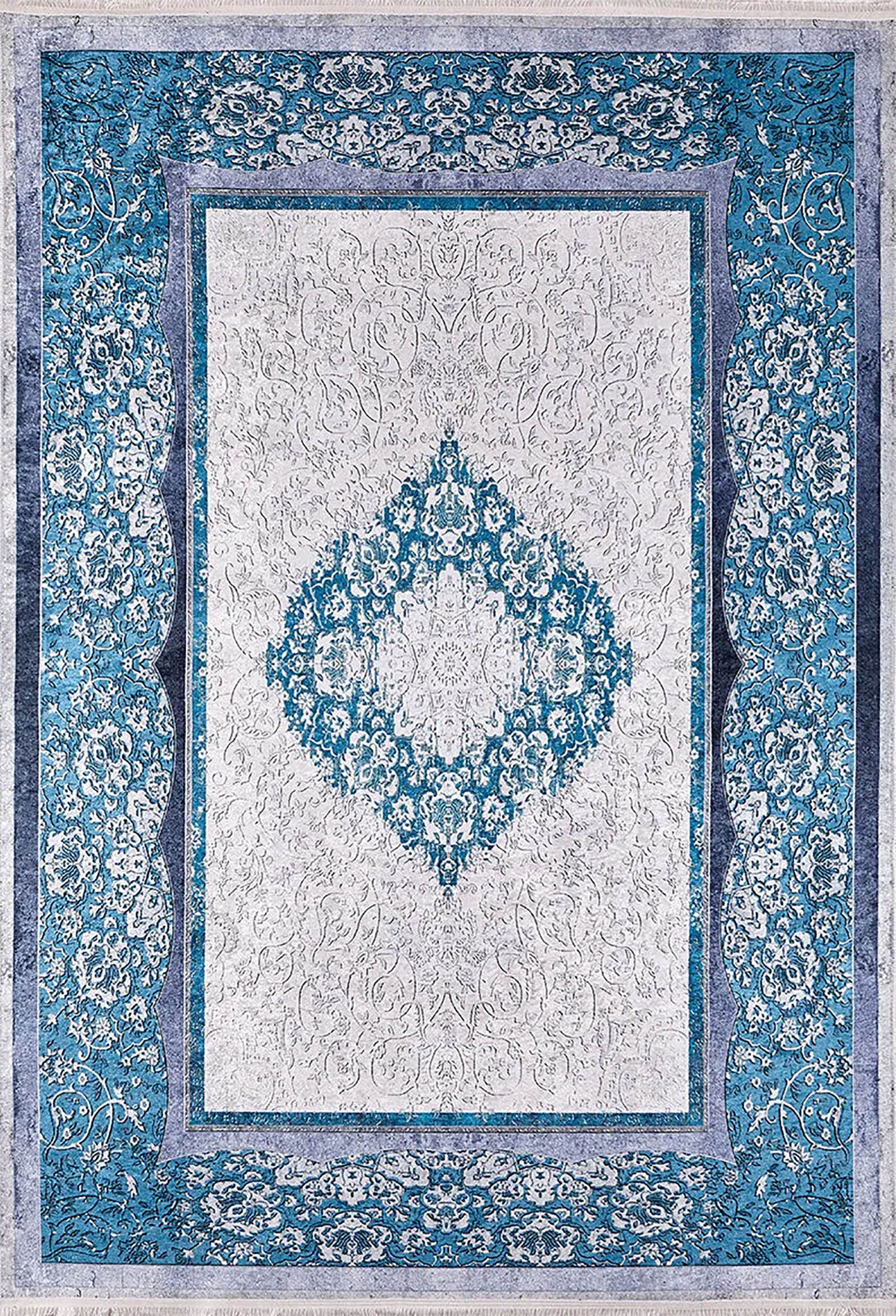 Madalyon Mavi Krem Halı - Pera Halı