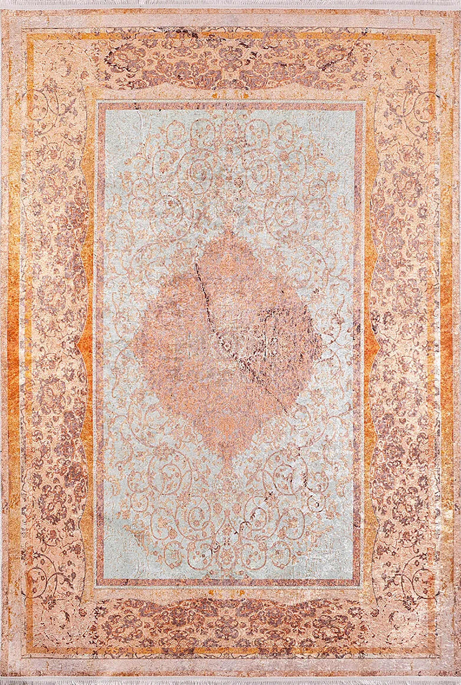 Madalyon Turuncu Krem Halı - Pera Halı