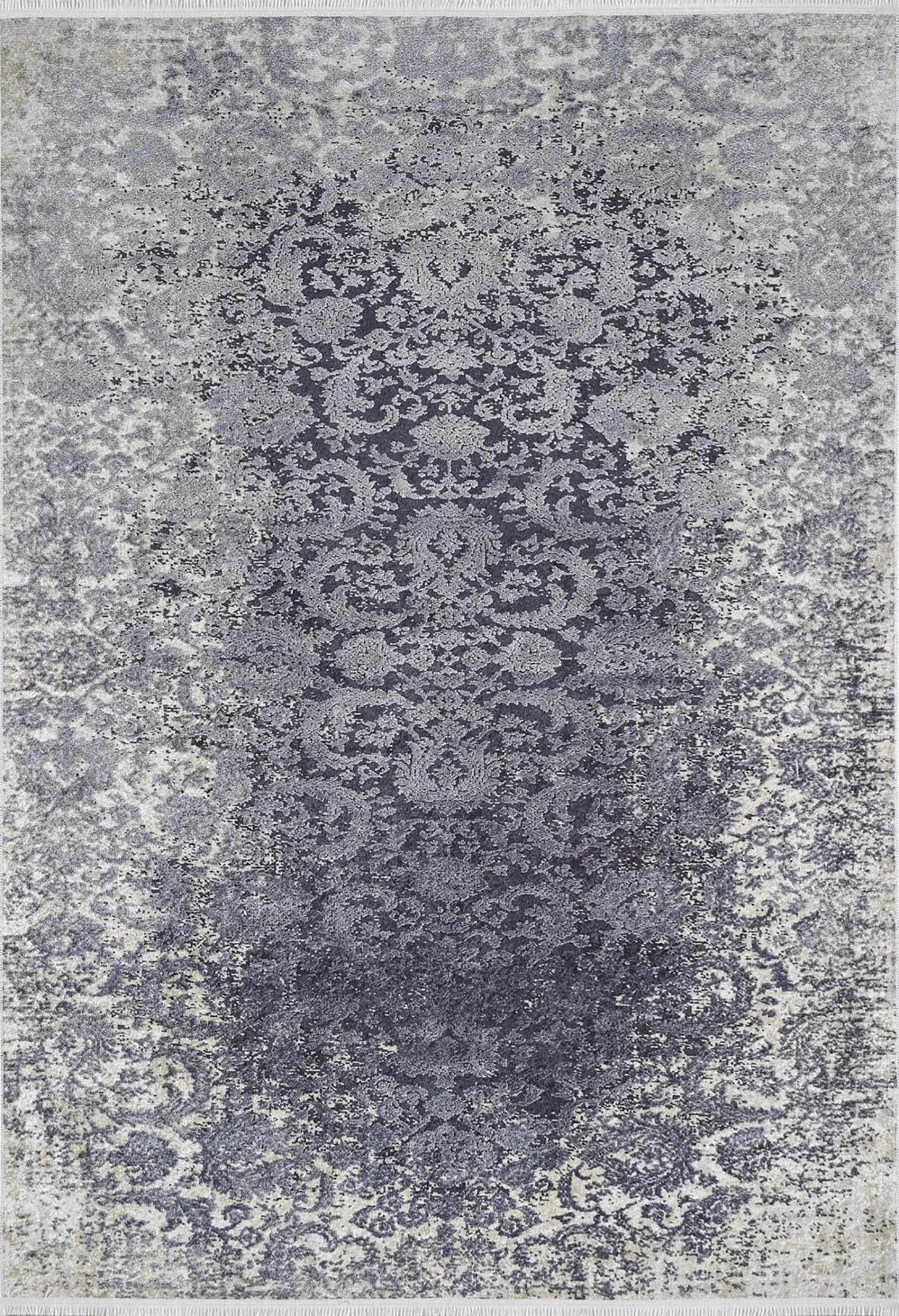 Mor Gri Çiçekli Vintage Geometrik Modern Halı - Pera Halı