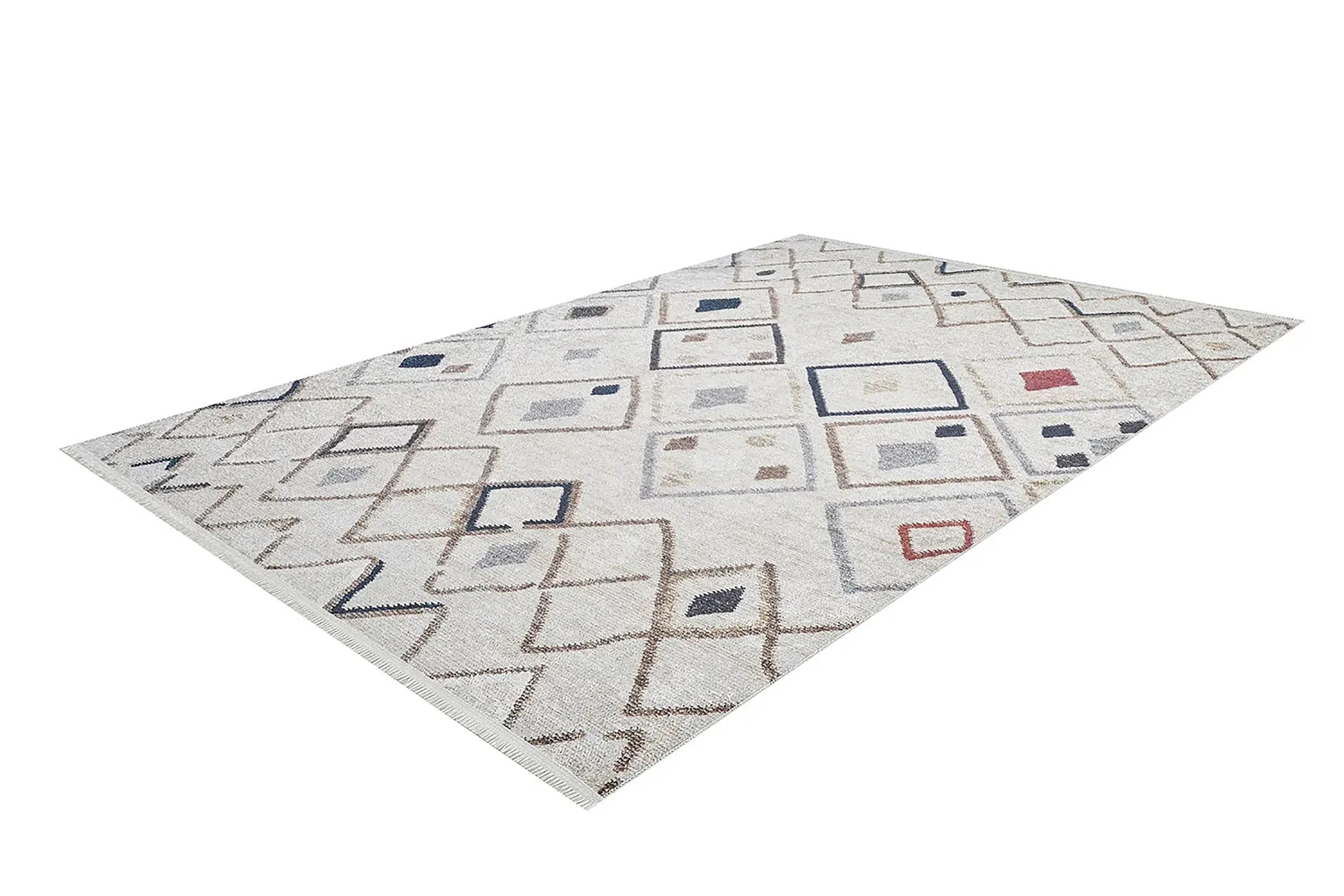 Fas Tarzı Geometrik Desenli Bohem Kilim Halı