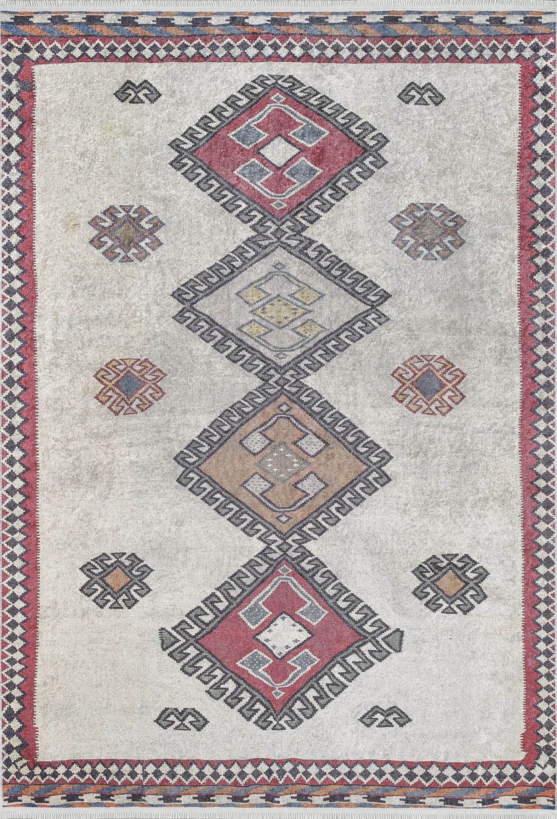 Fas Kırmızı Gri Kilim Halı - Pera Halı