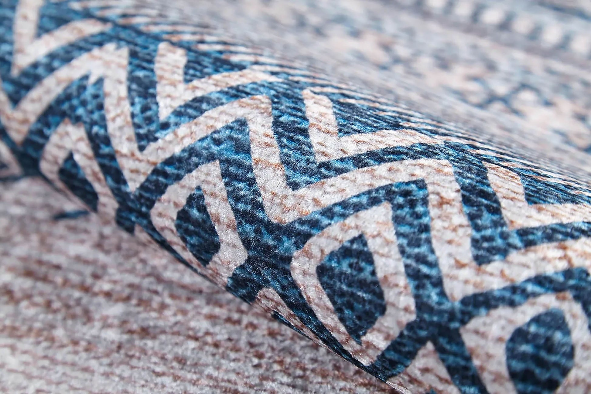 Bej Mavi Etnik Desenli Geometrik Anadolu Kilim Halı - Pera Halı