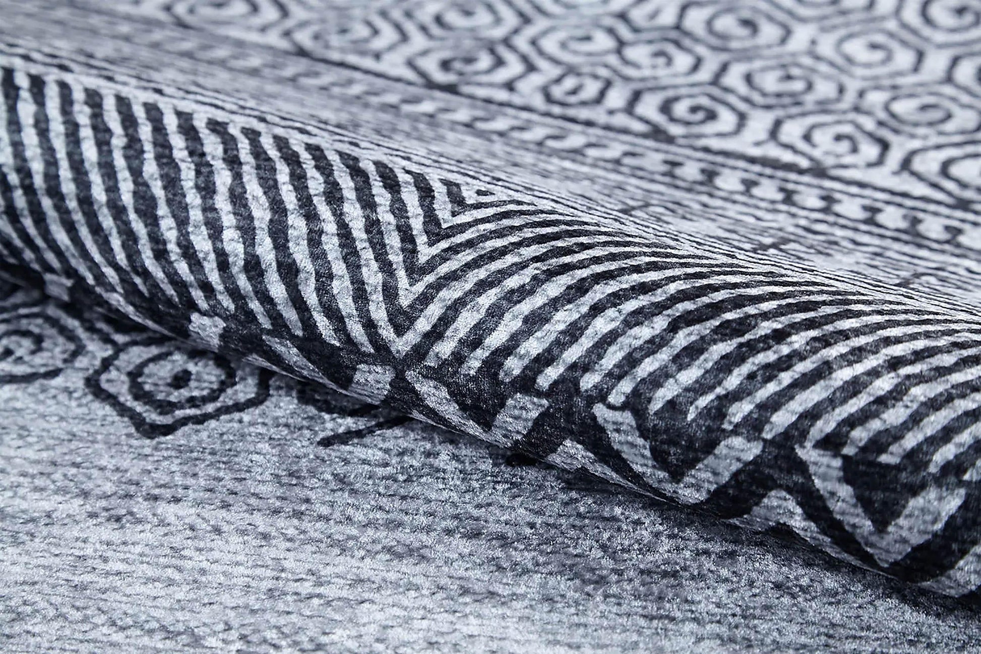 Gri Etnik Geometrik Desenli Modern Bohem Halı