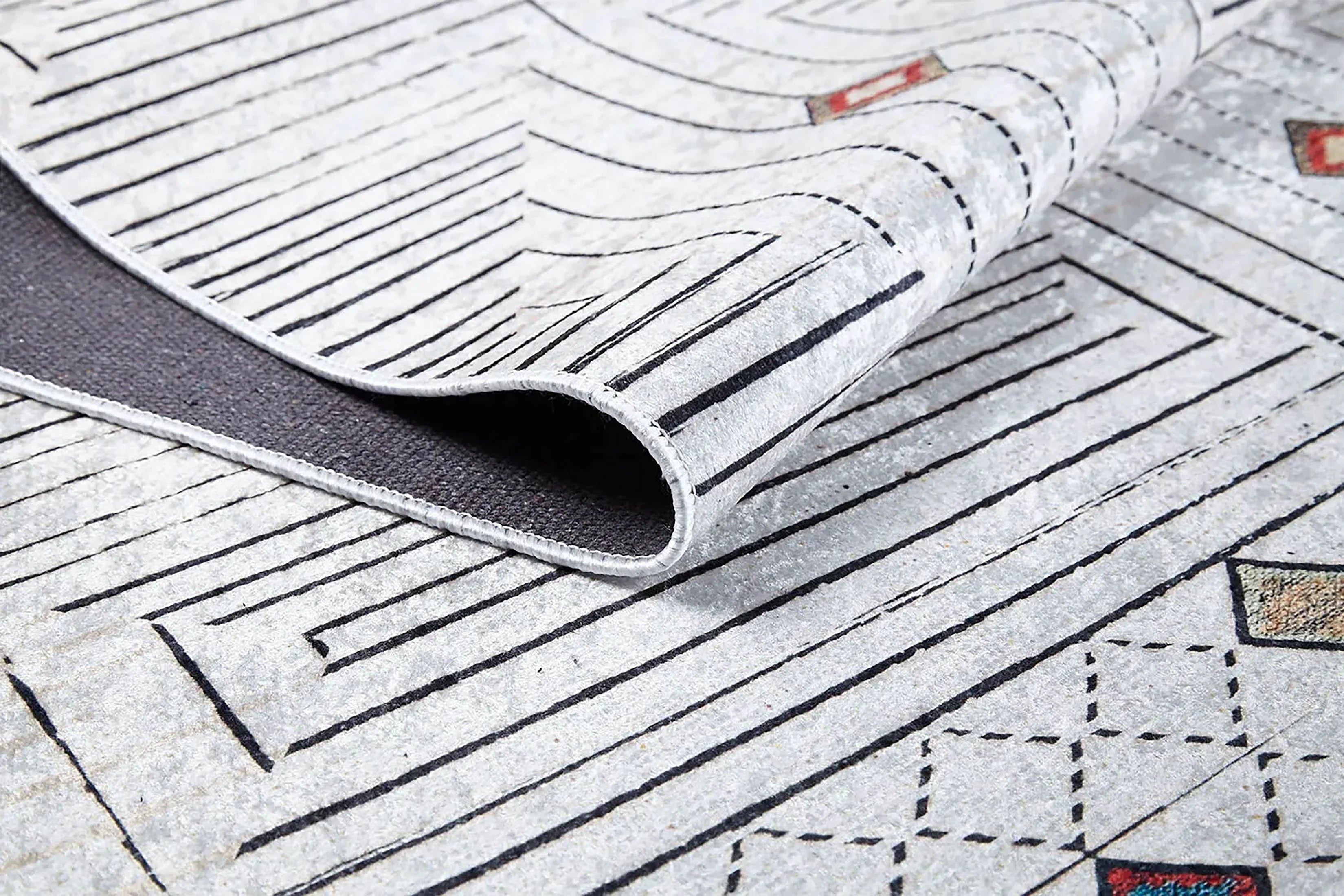 Gri Geometrik Modern Antika Vintage Lüks Halı