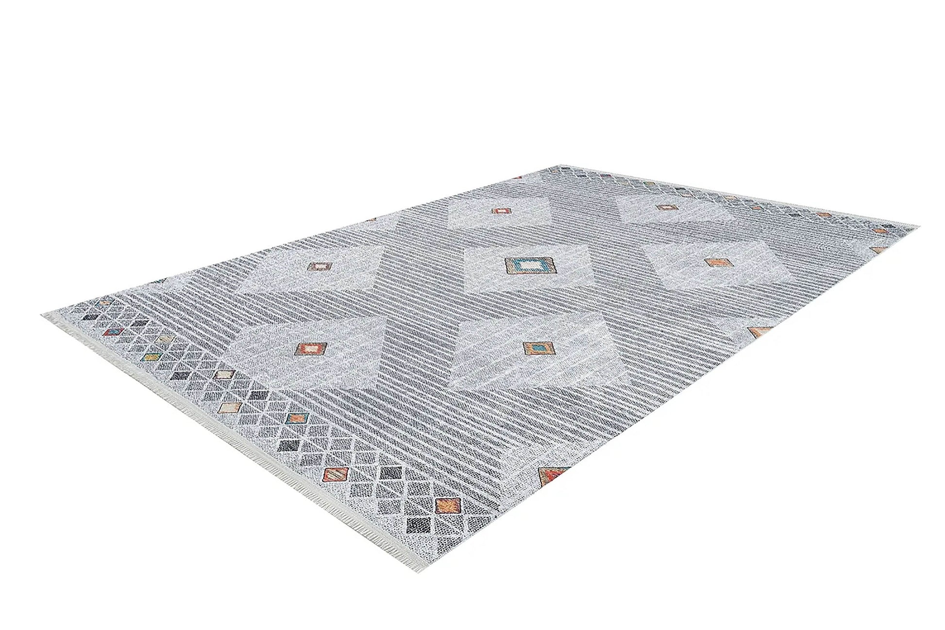 Gri Geometrik Modern Antika Vintage Halı - Pera Halı