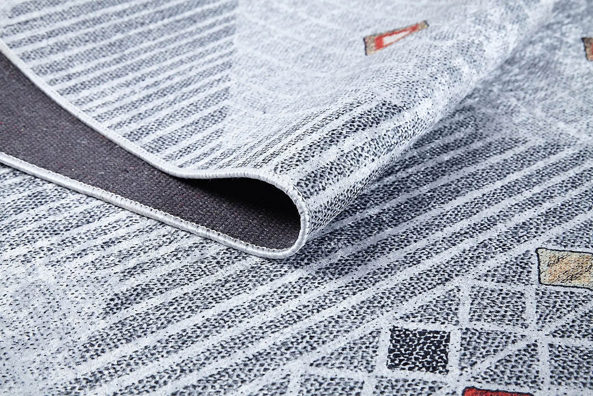 Gri Geometrik Modern Antika Vintage Halı - Pera Halı
