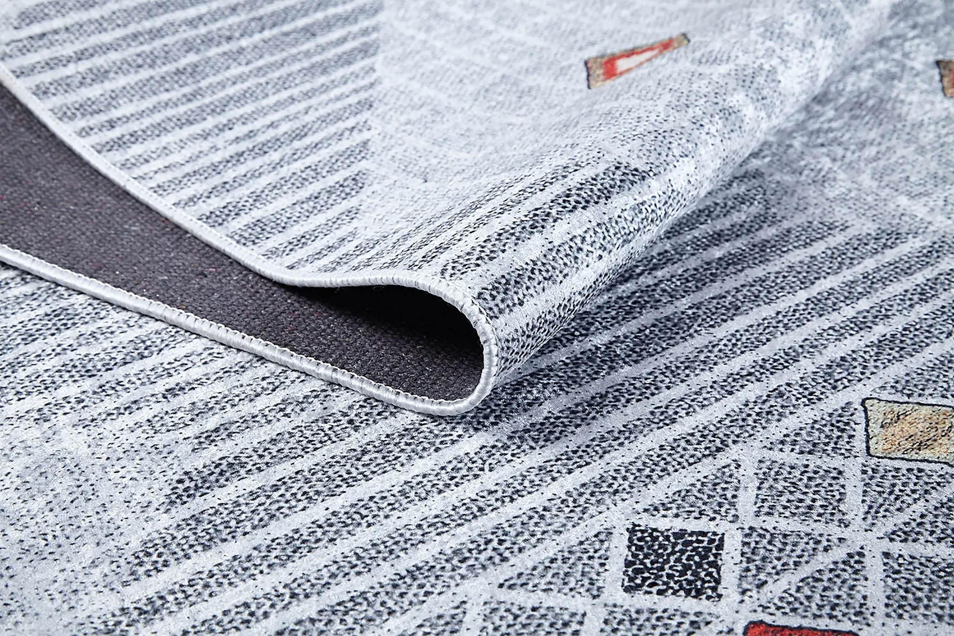 Gri Geometrik Modern Antika Vintage Halı