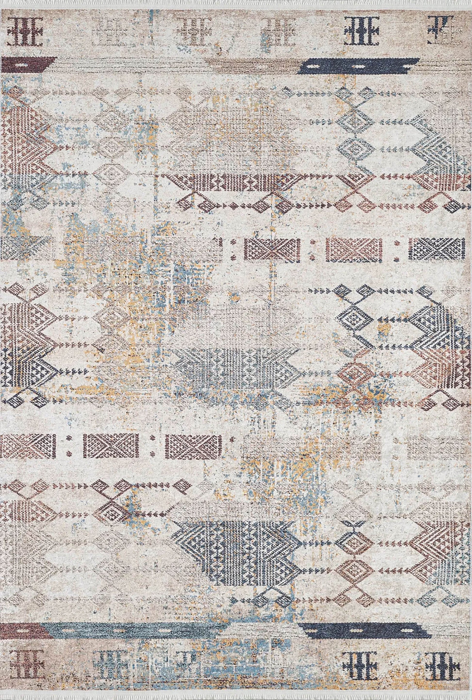 Geometrik Sade Bej Kilim Halı - Pera Halı
