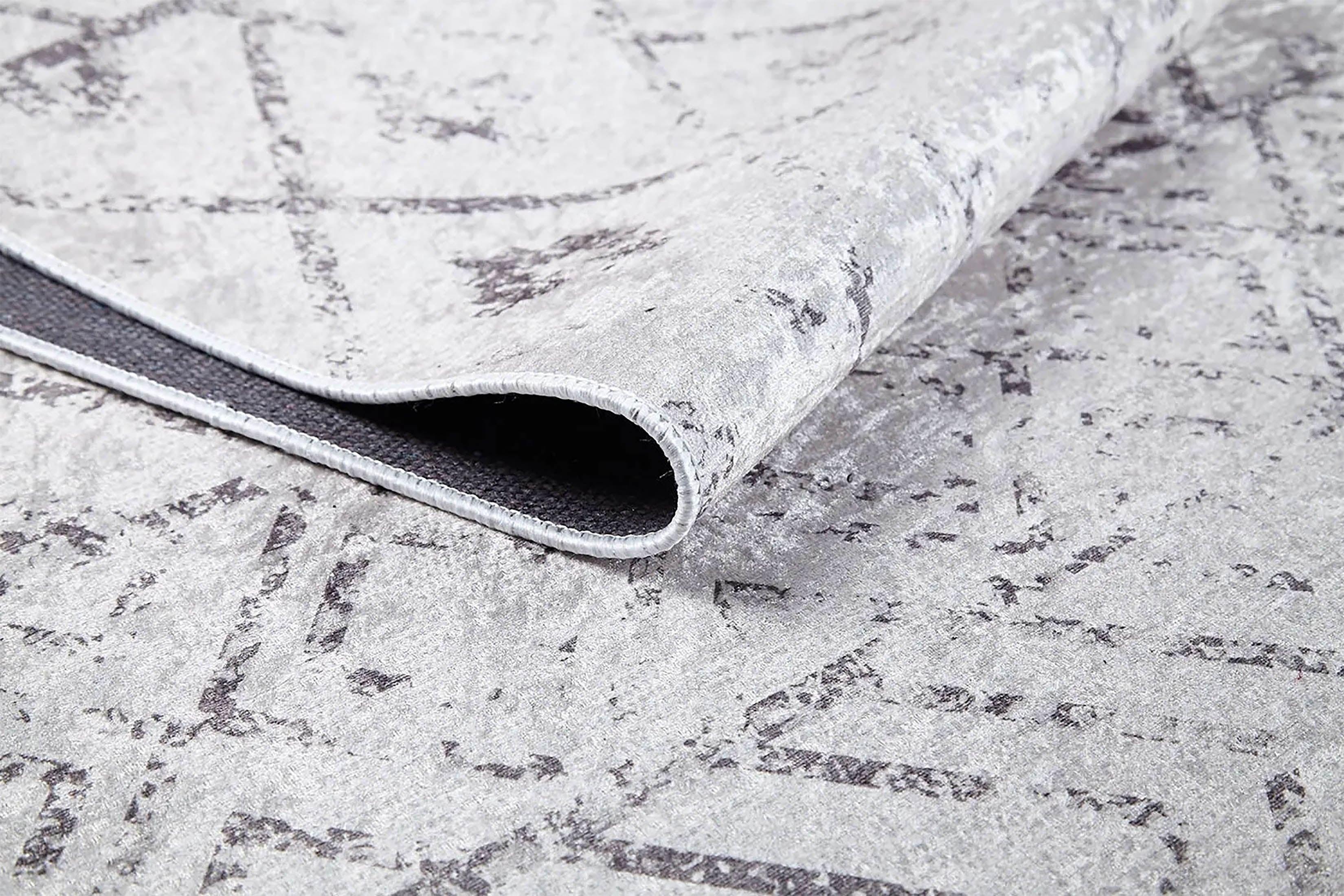 Beyaz Gri Geometrik Antika Benzersiz Vintage Halı