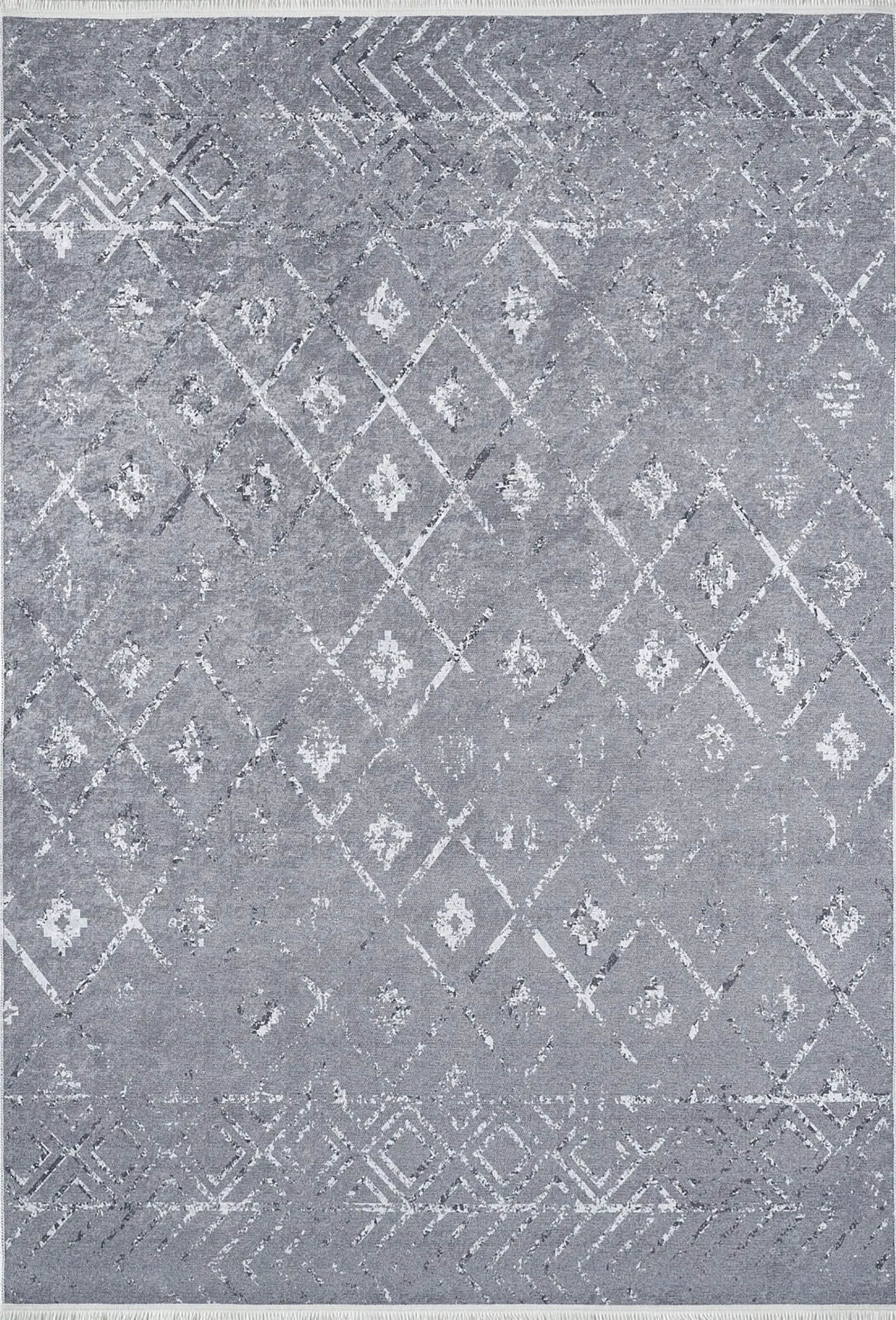 Gri Geometrik Antika Benzersiz Vintage Halı - Pera Halı