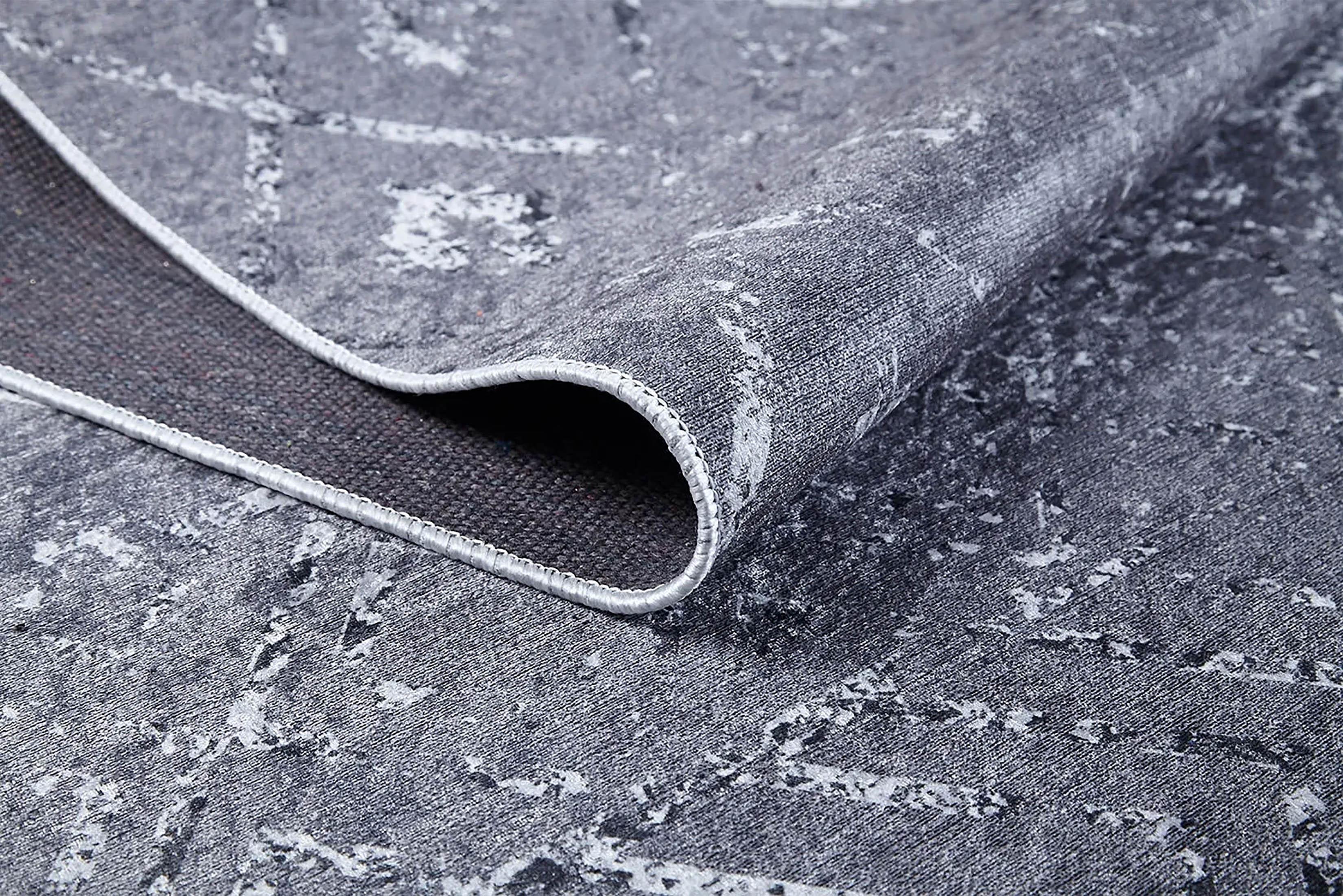 Gri Geometrik Antika Benzersiz Vintage Halı