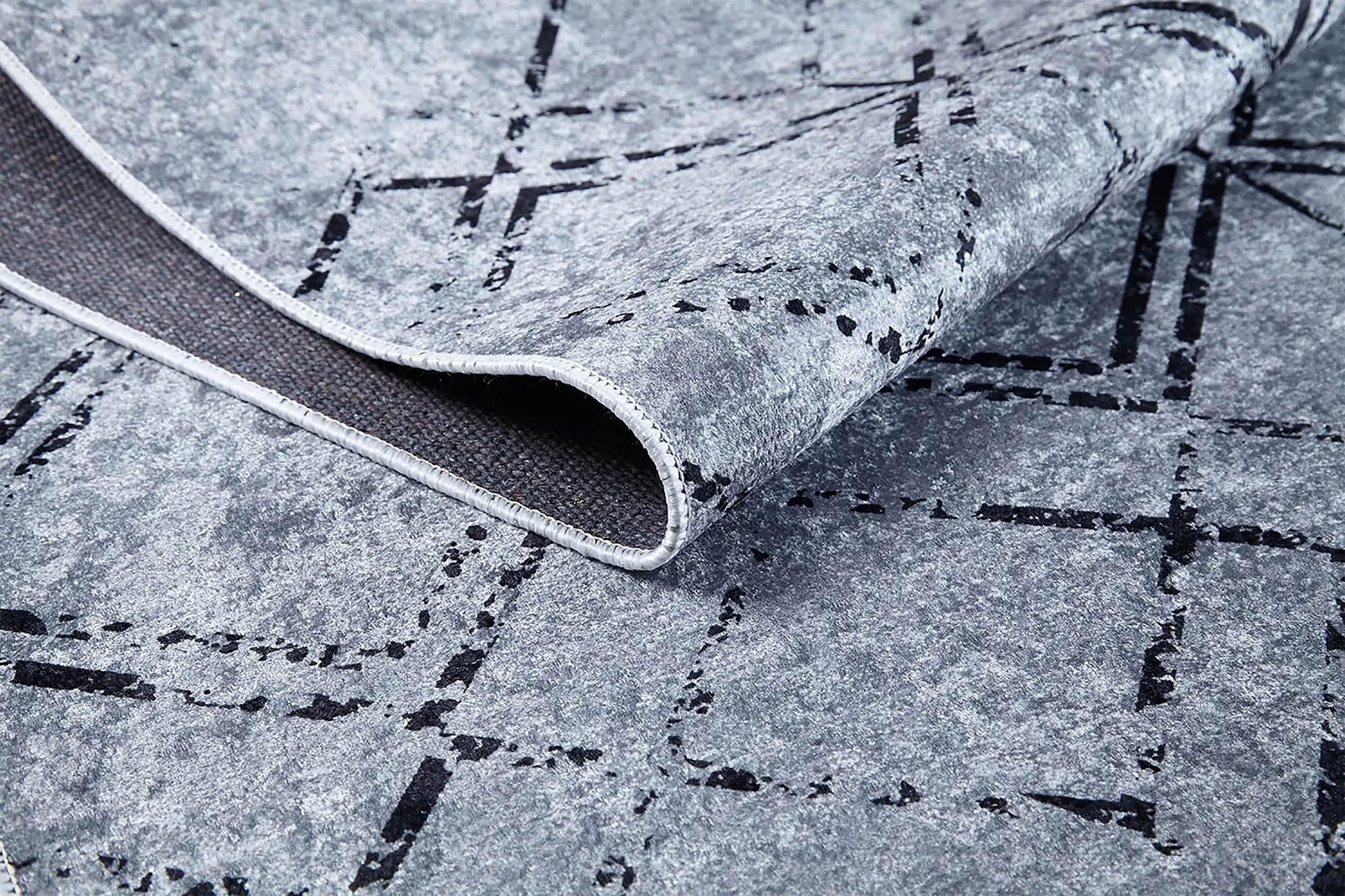 Gri Geometrik Vintage Antika Halı