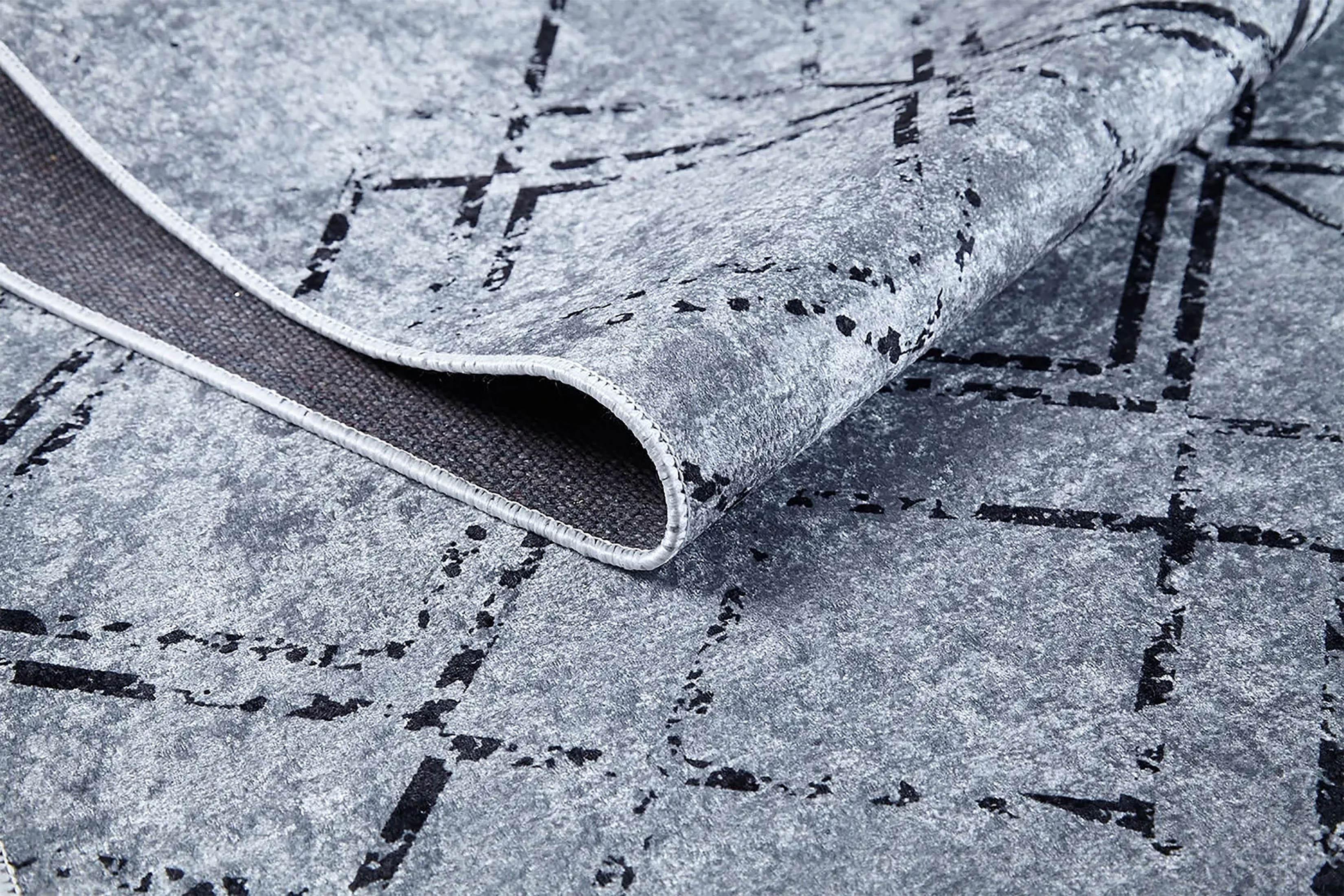 Gri Geometrik Vintage Antika Halı