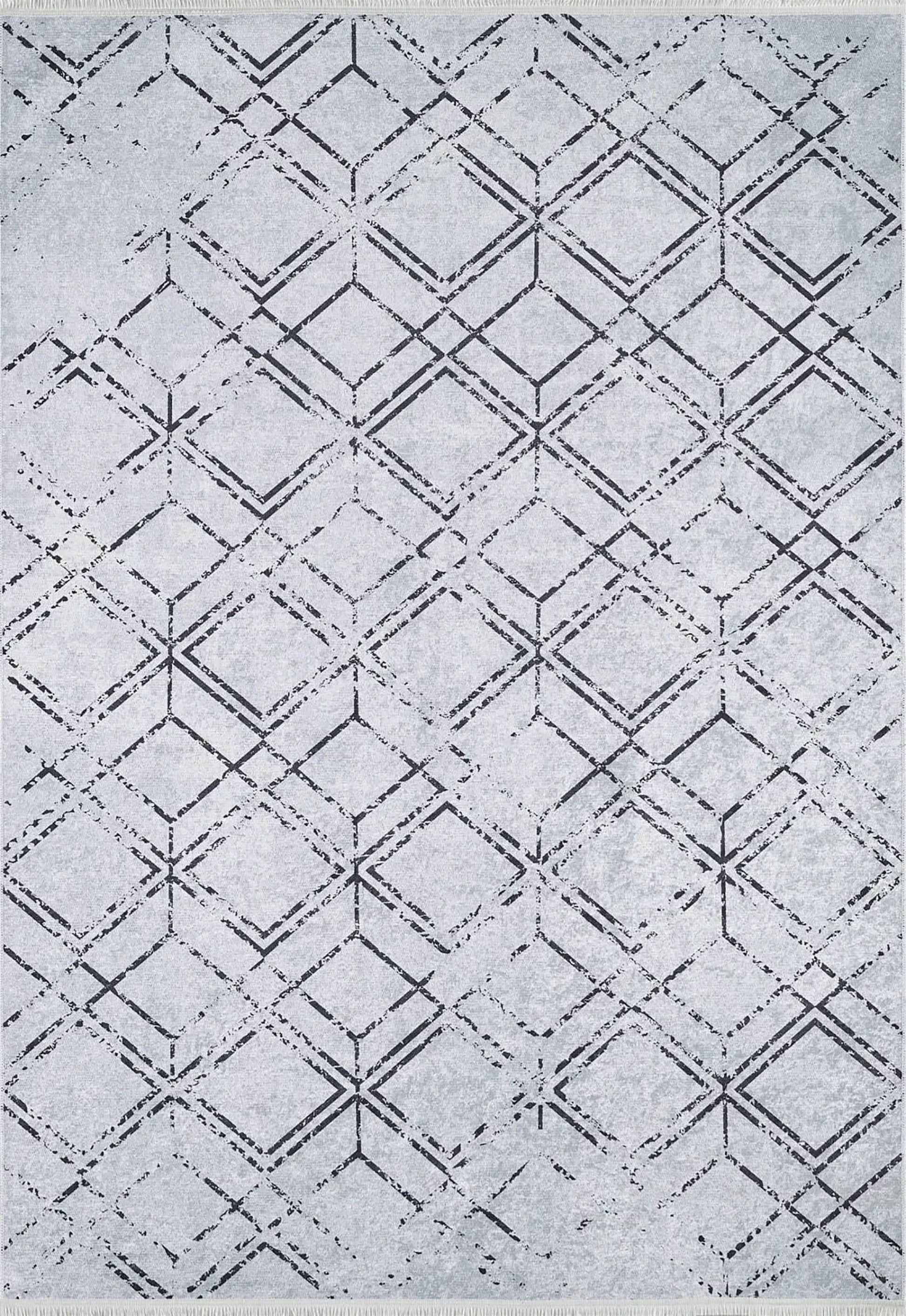Açık Gri Geometrik Antika Halı - Pera Halı