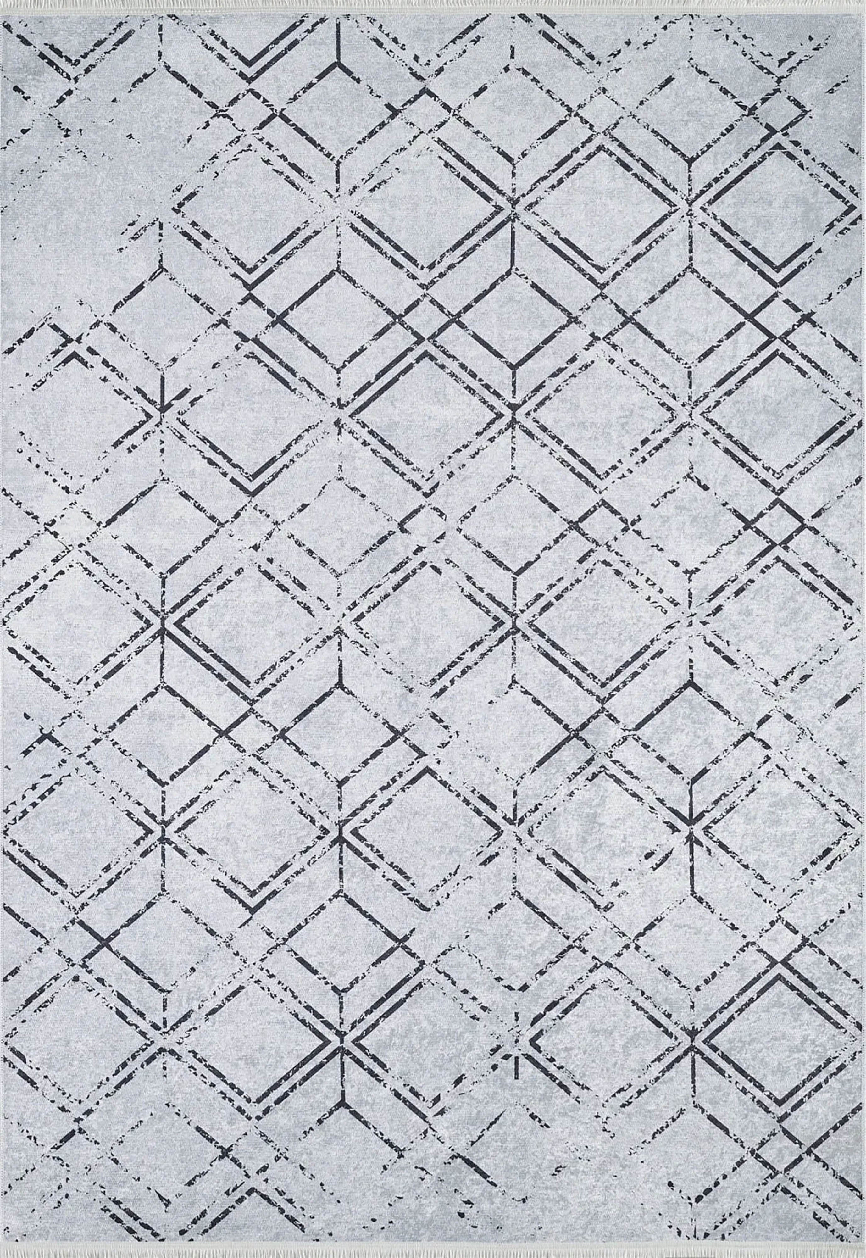 Açık Gri Geometrik Antika Halı - Pera Halı