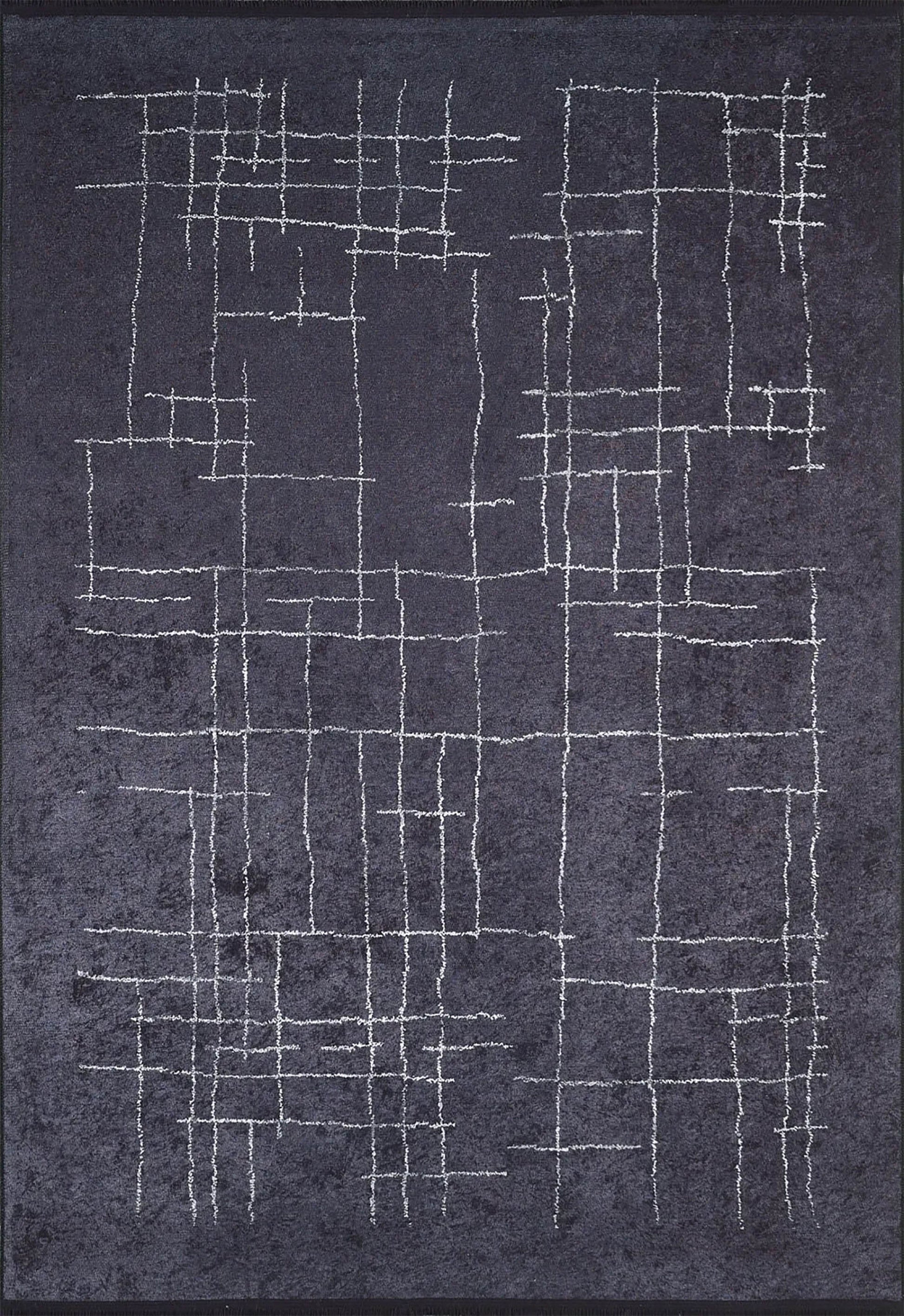Siyah Beyaz Geometrik Halı - Pera Halı