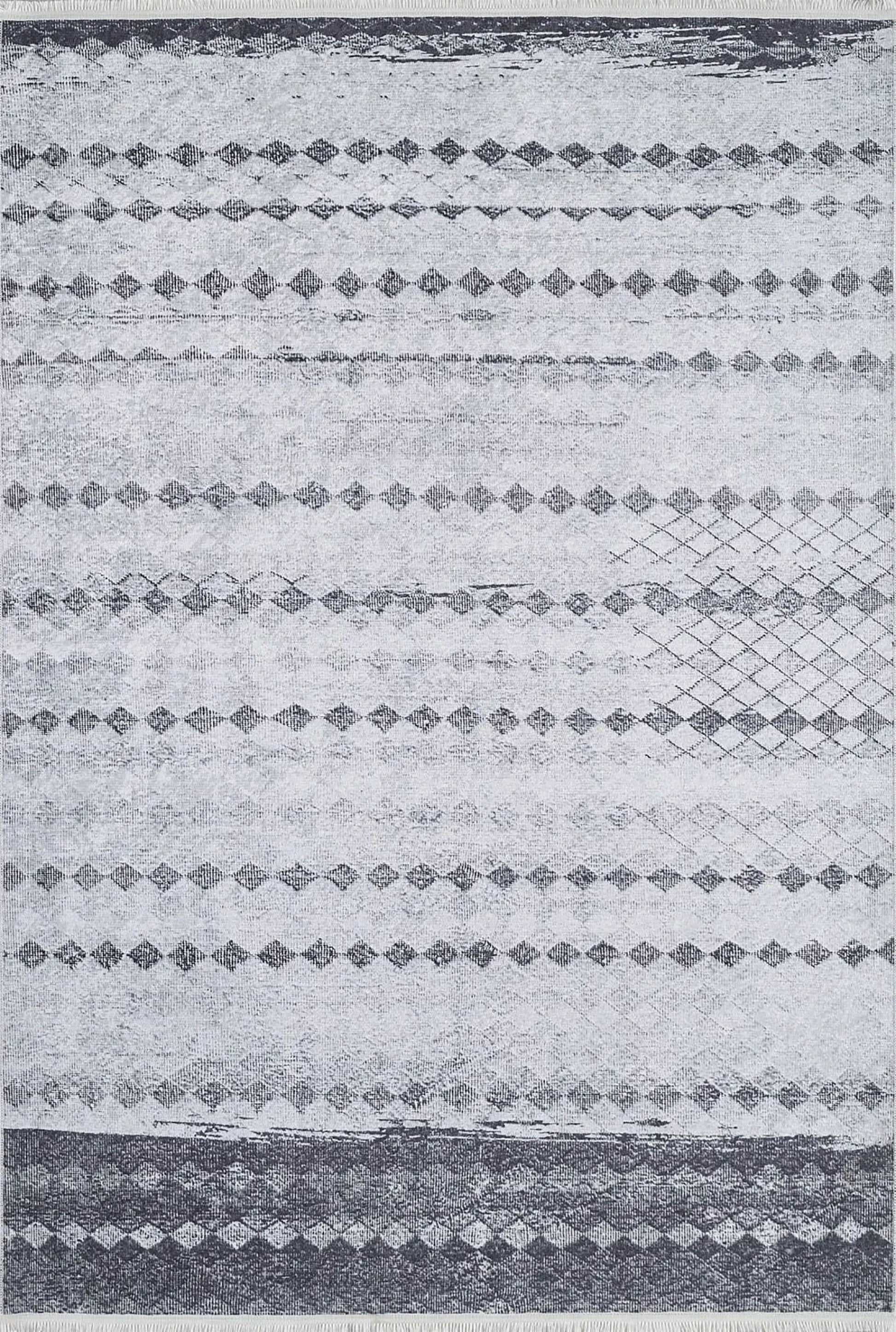 Gri Geometrik Antik Vintage Halı - Pera Halı