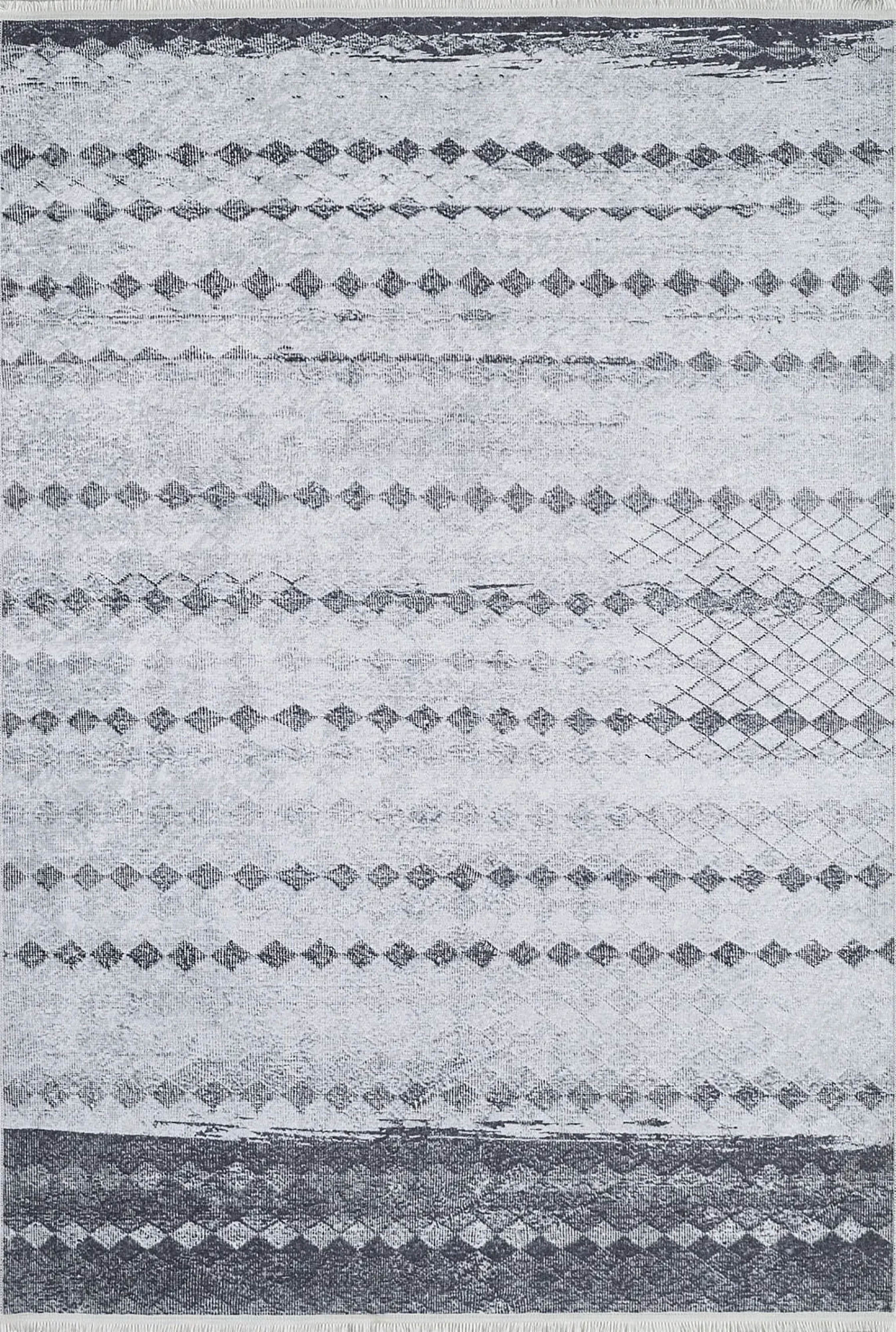 Gri Geometrik Antik Vintage Halı - Pera Halı