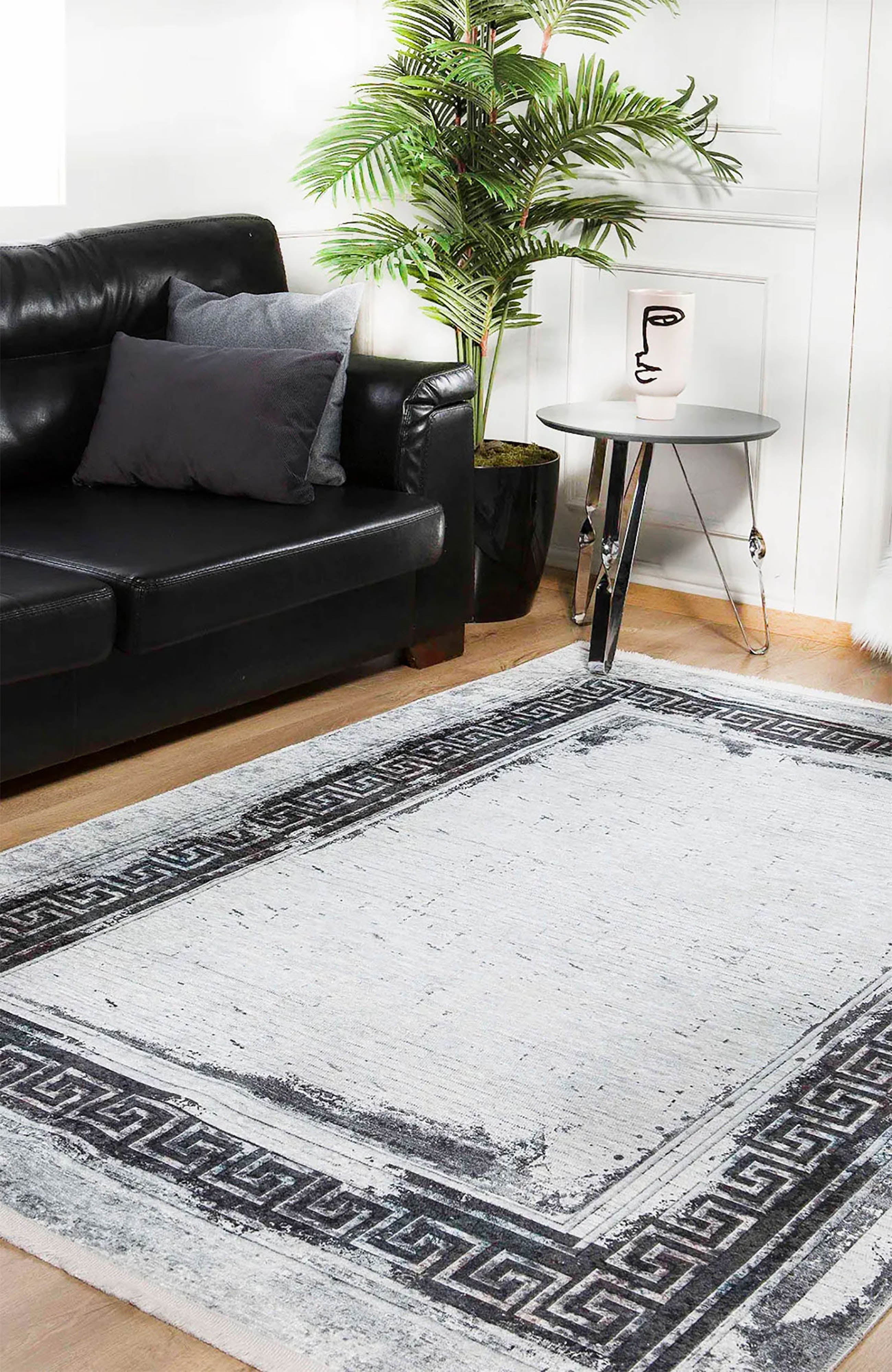 Brown Beige Geometric Antique Art Deco Rug