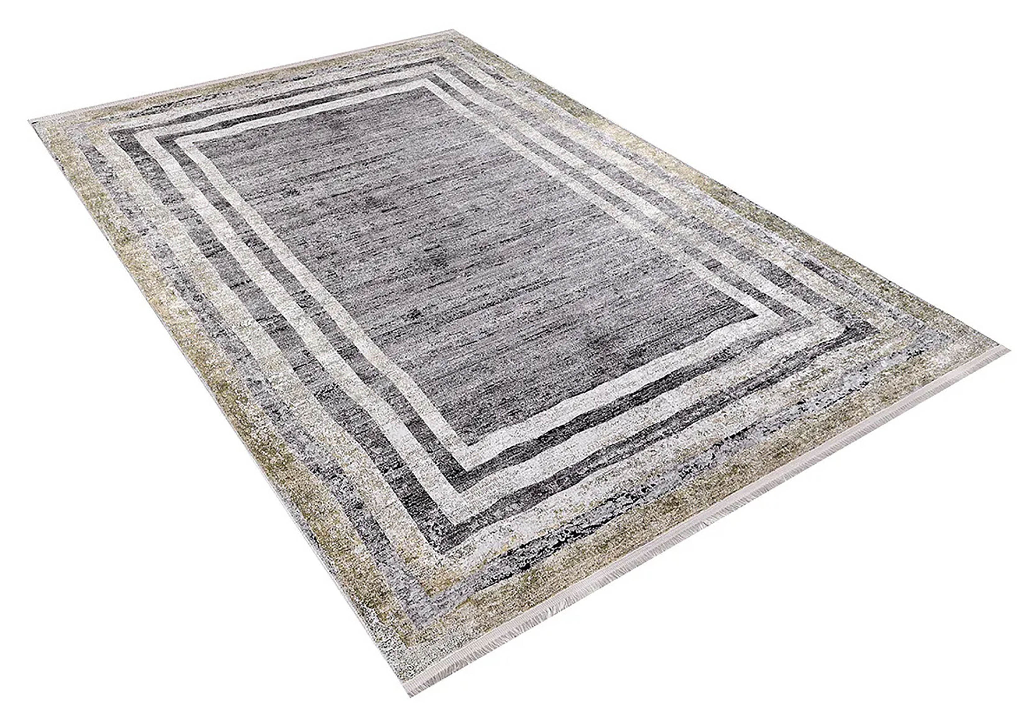 Brown Beige Geometric Antique Art Deco Rug