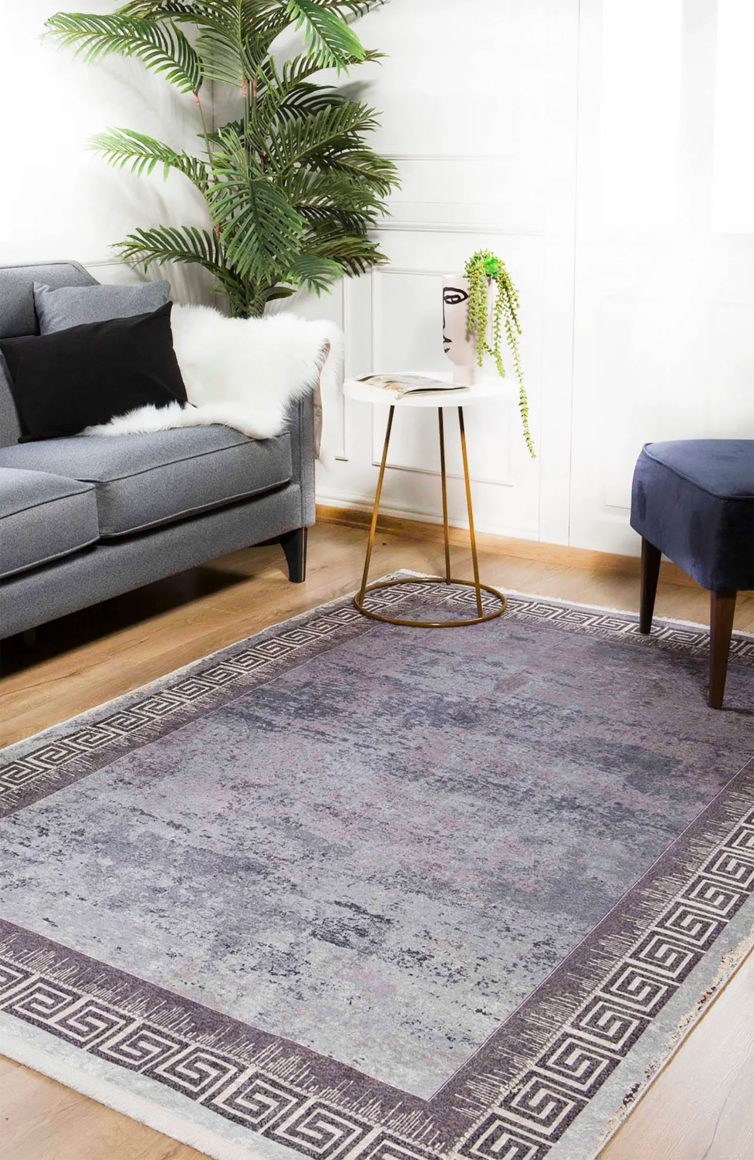 Brown Beige Geometric Antique Art Deco Rug