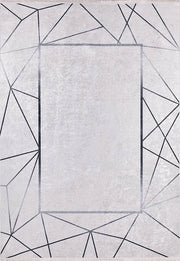 Brown Beige Geometric Antique Art Deco Rug