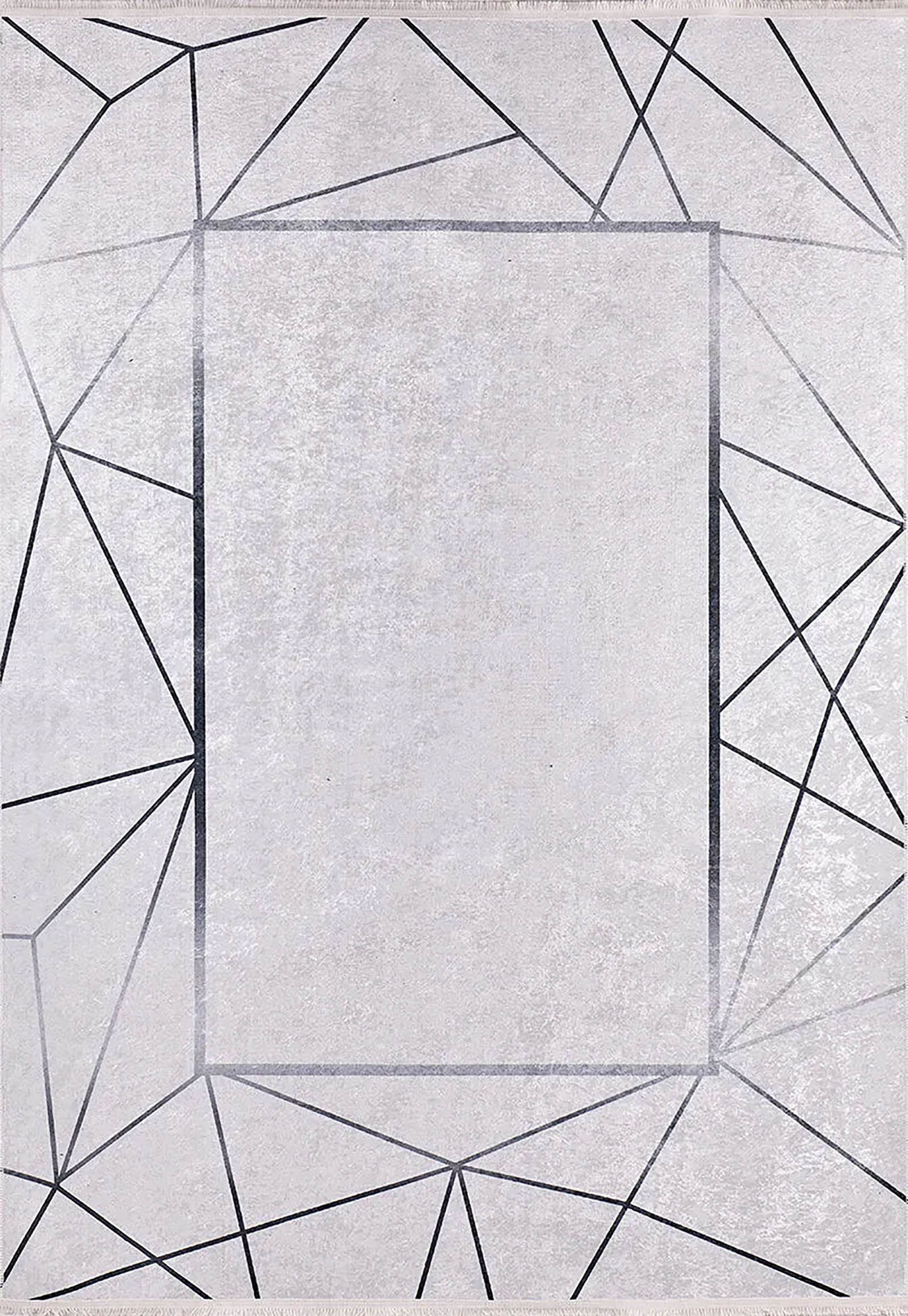 Brown Beige Geometric Antique Art Deco Rug