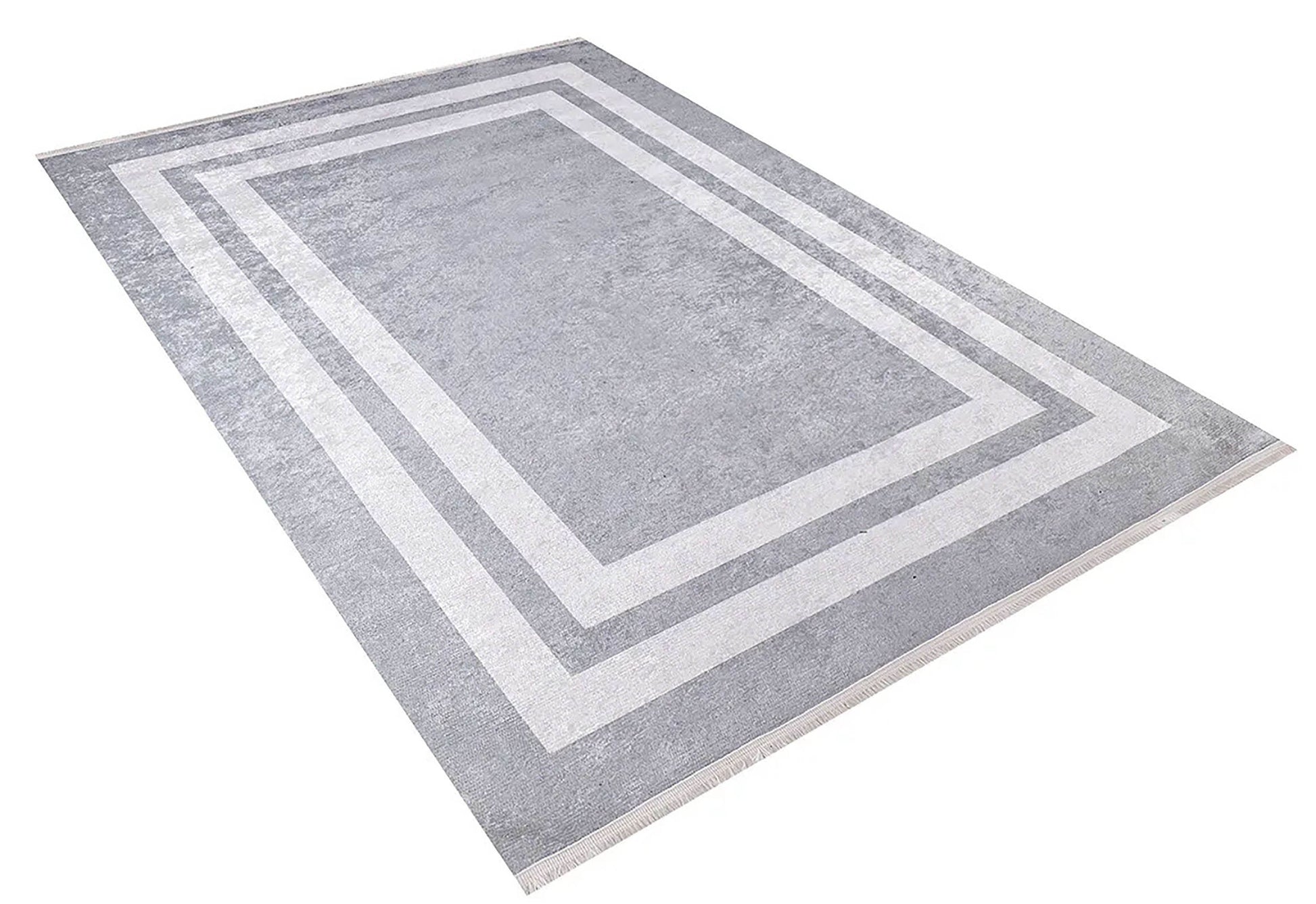 Gri Geometrik Desenli Lüks Bordürlü Halı - Pera Halı