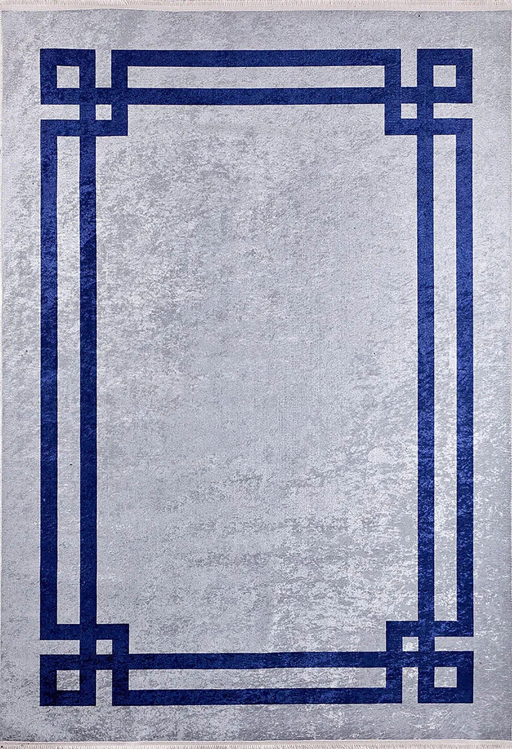 Gri Mavi Geometrik Halı