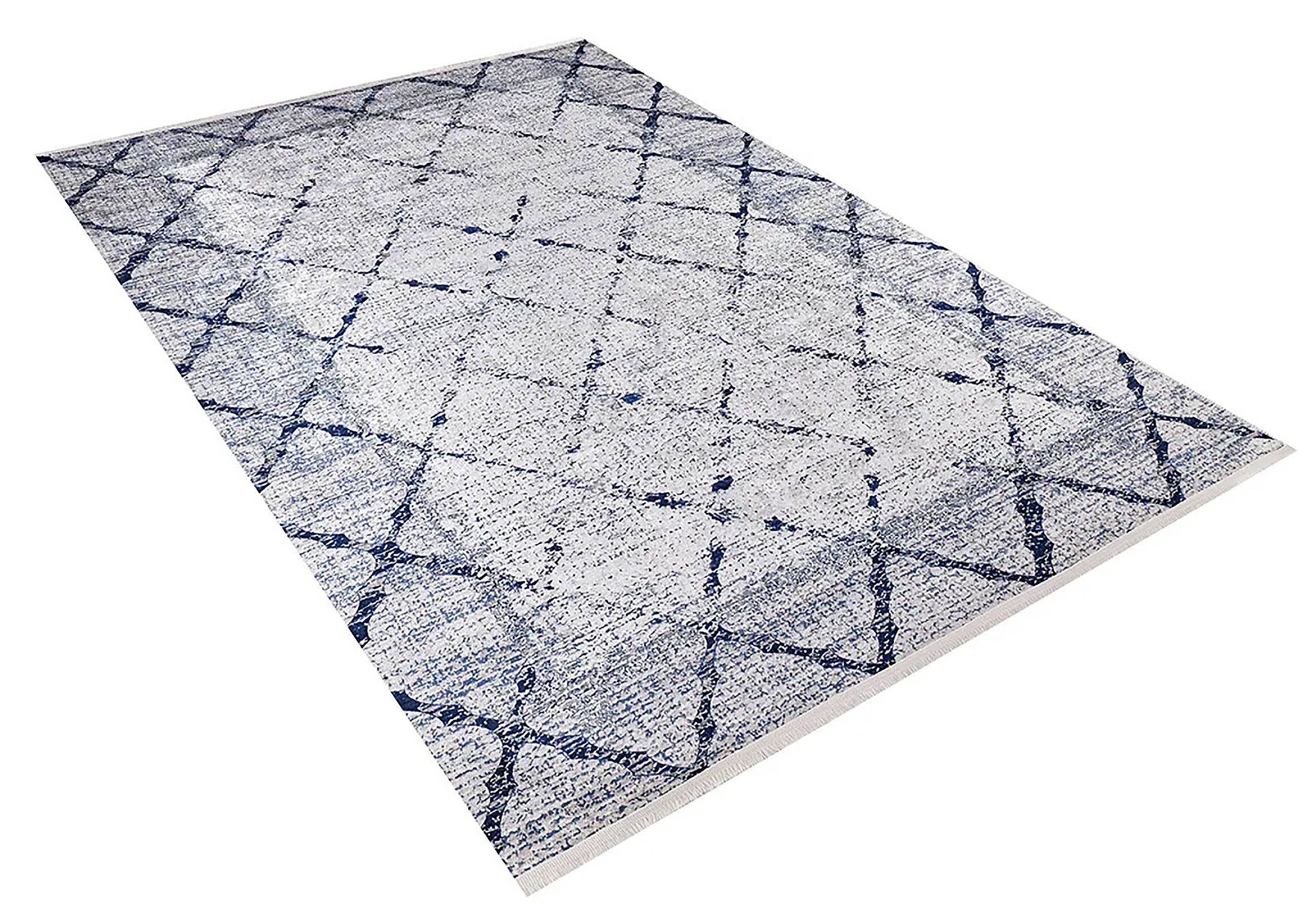 Gri Mavi Geometrik Antik Art Deco Halı - Pera Halı
