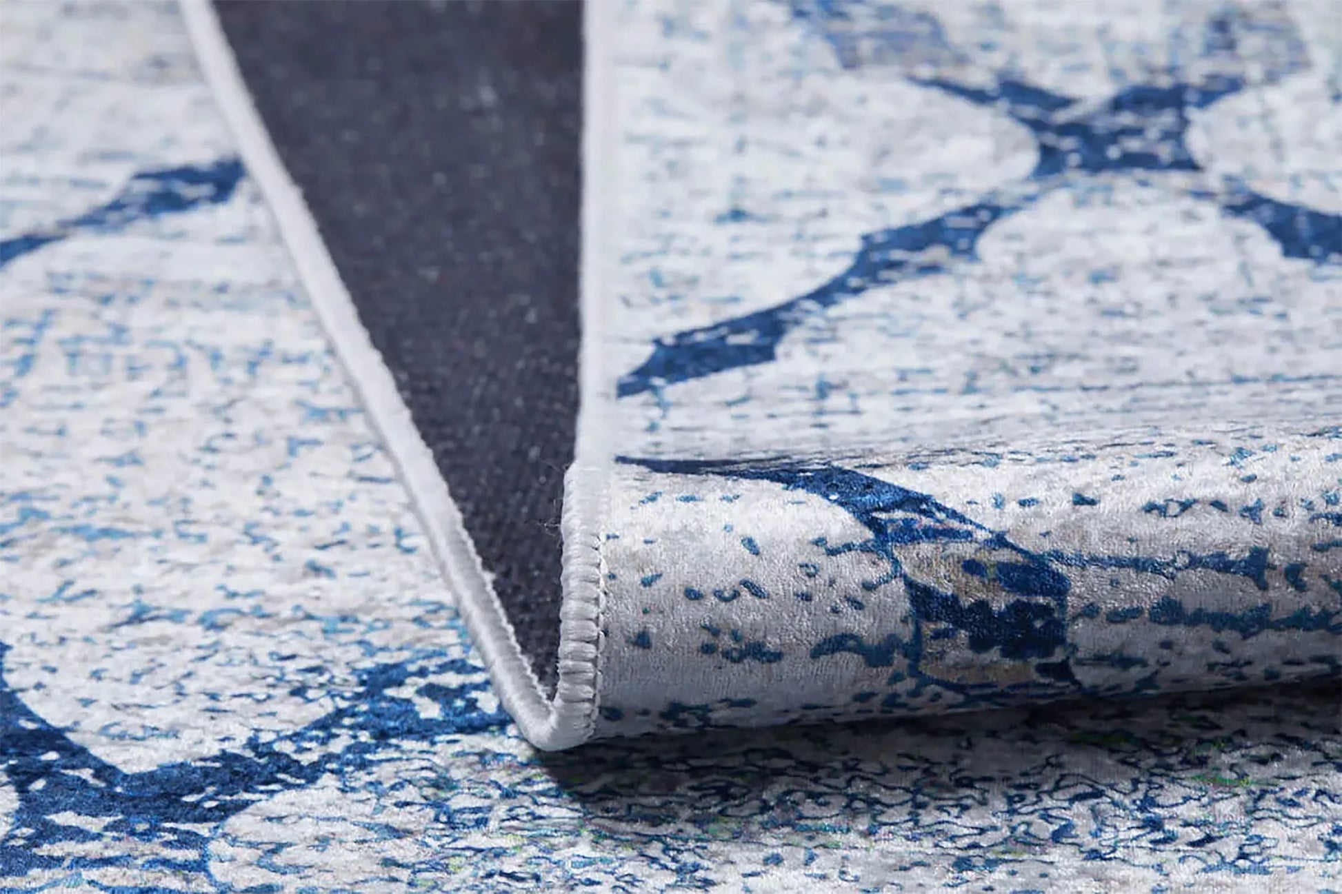 Gri Mavi Geometrik Antik Art Deco Halı