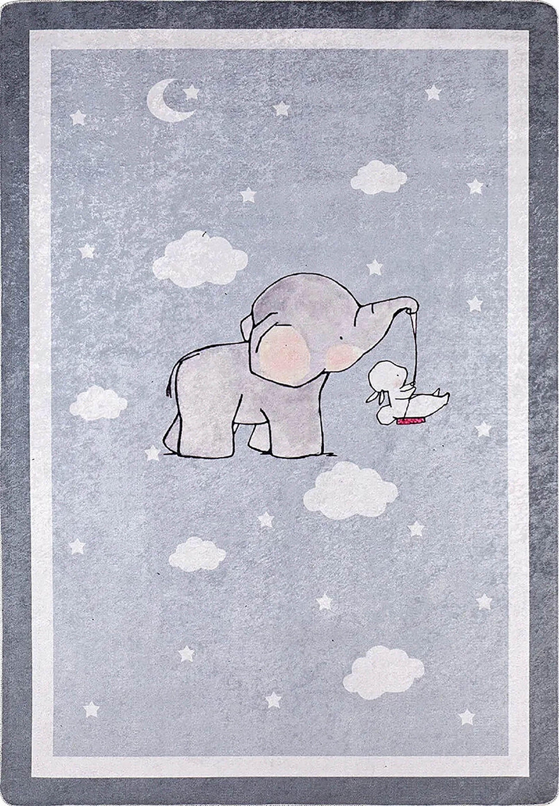 Mavi Gri Fil Çocuk Halısı