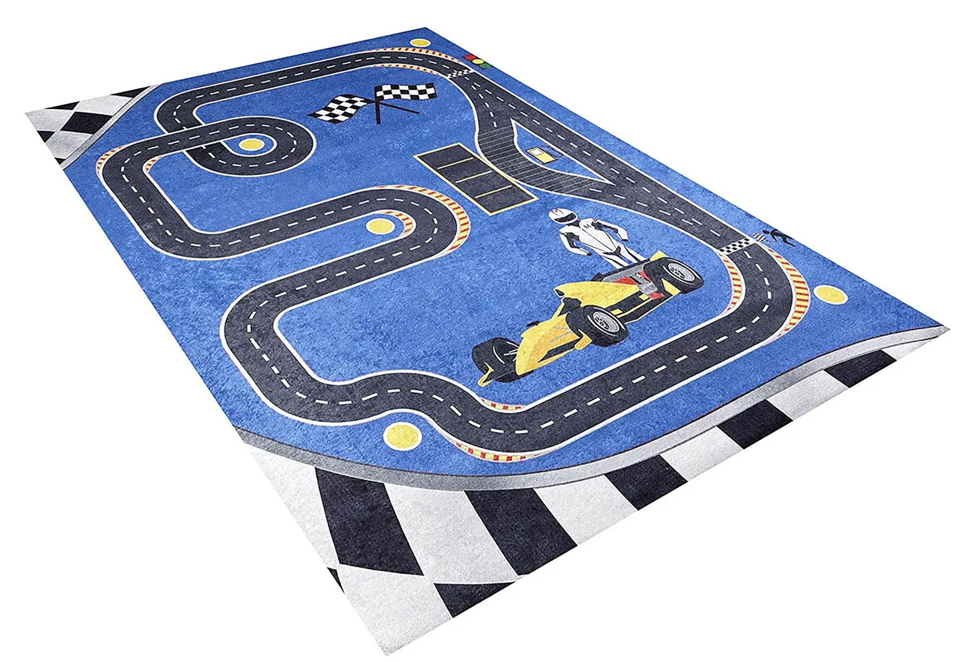 Mavi Yarış Pisti F1 Çocuk Halısı