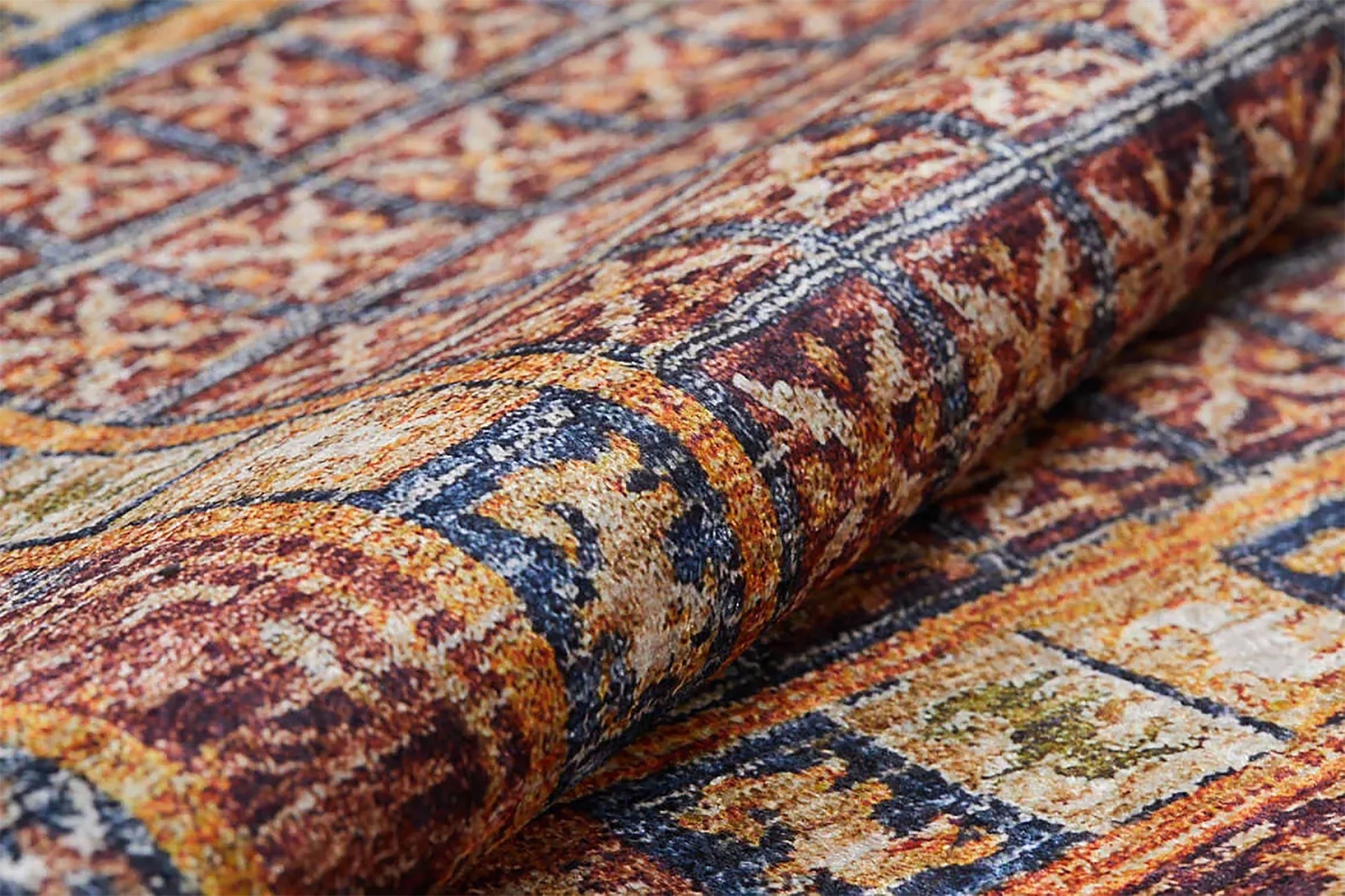 Lacivert Bordo Geleneksel Otantik Motifli Etnik Halı