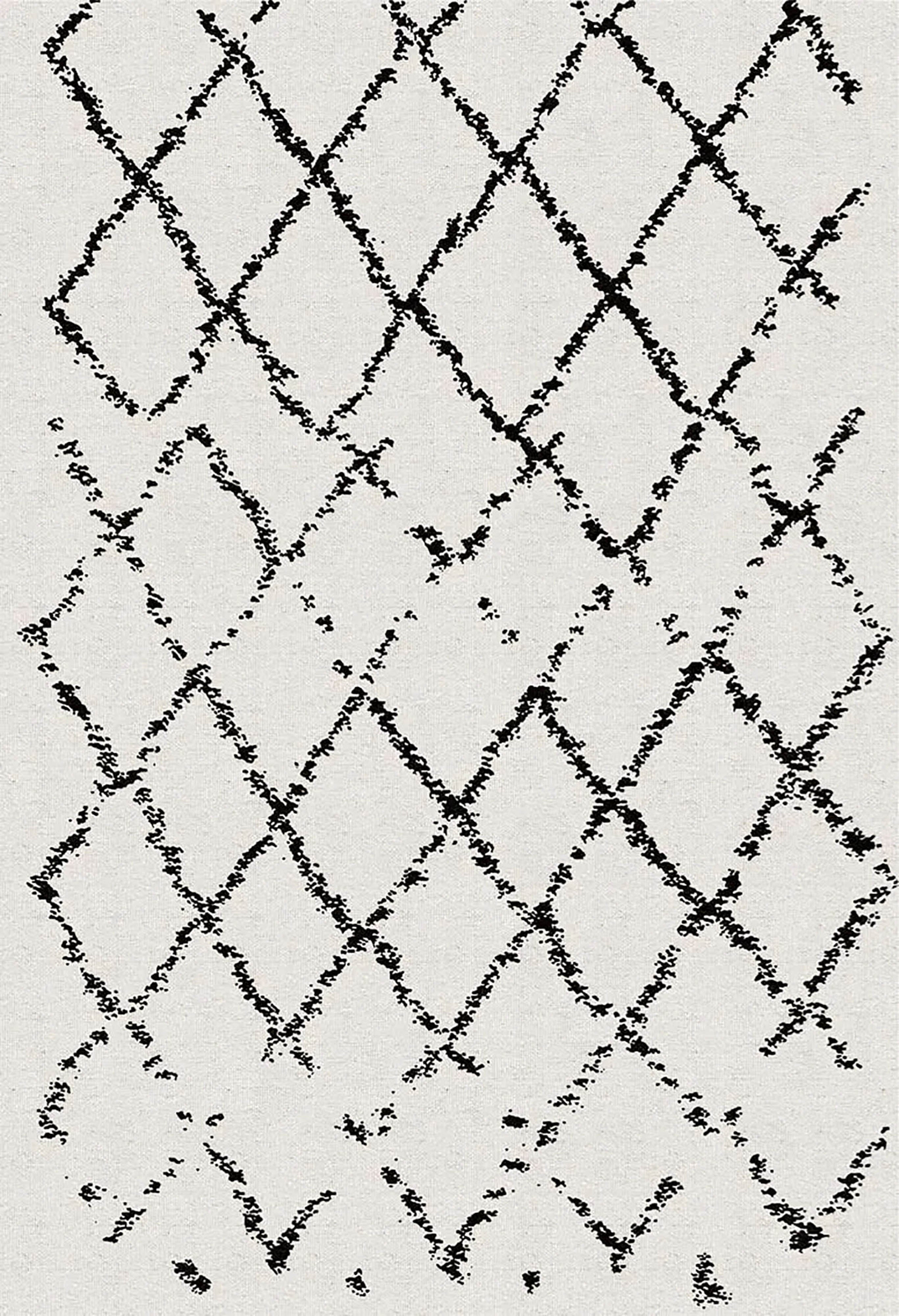 Brown Beige Geometric Antique Art Deco Rug