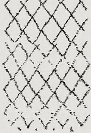 Siyah Beyaz Eskiz Baklava Soyut Geometrik Halı