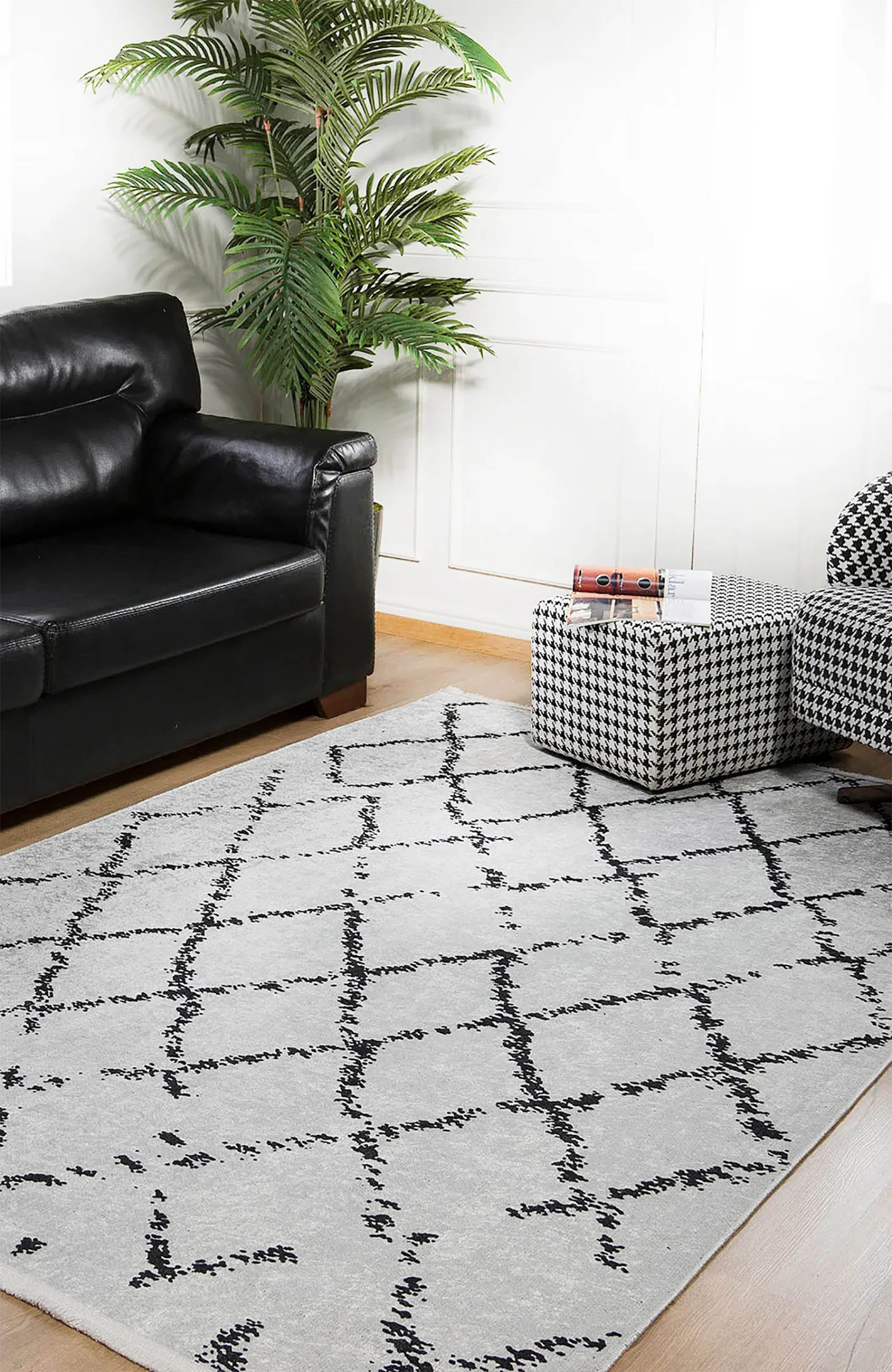 Brown Beige Geometric Antique Art Deco Rug