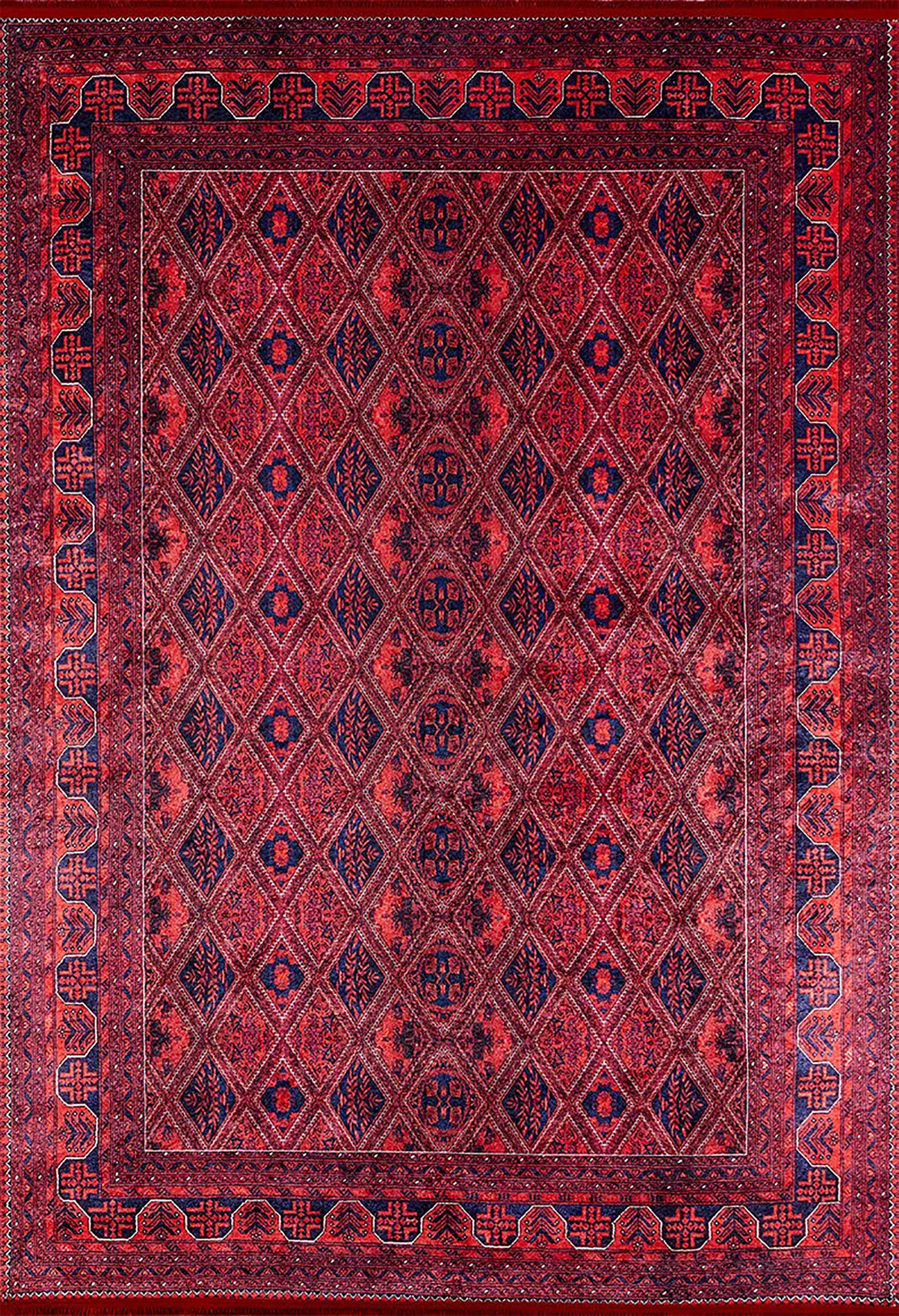 Brown Beige Geometric Antique Art Deco Rug